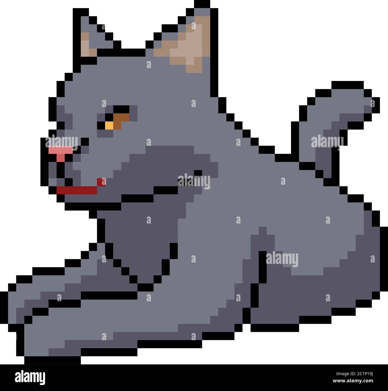 Dessin Anime Isole Chat Noir Pixel Art Vectoriel Image Vectorielle Stock Alamy