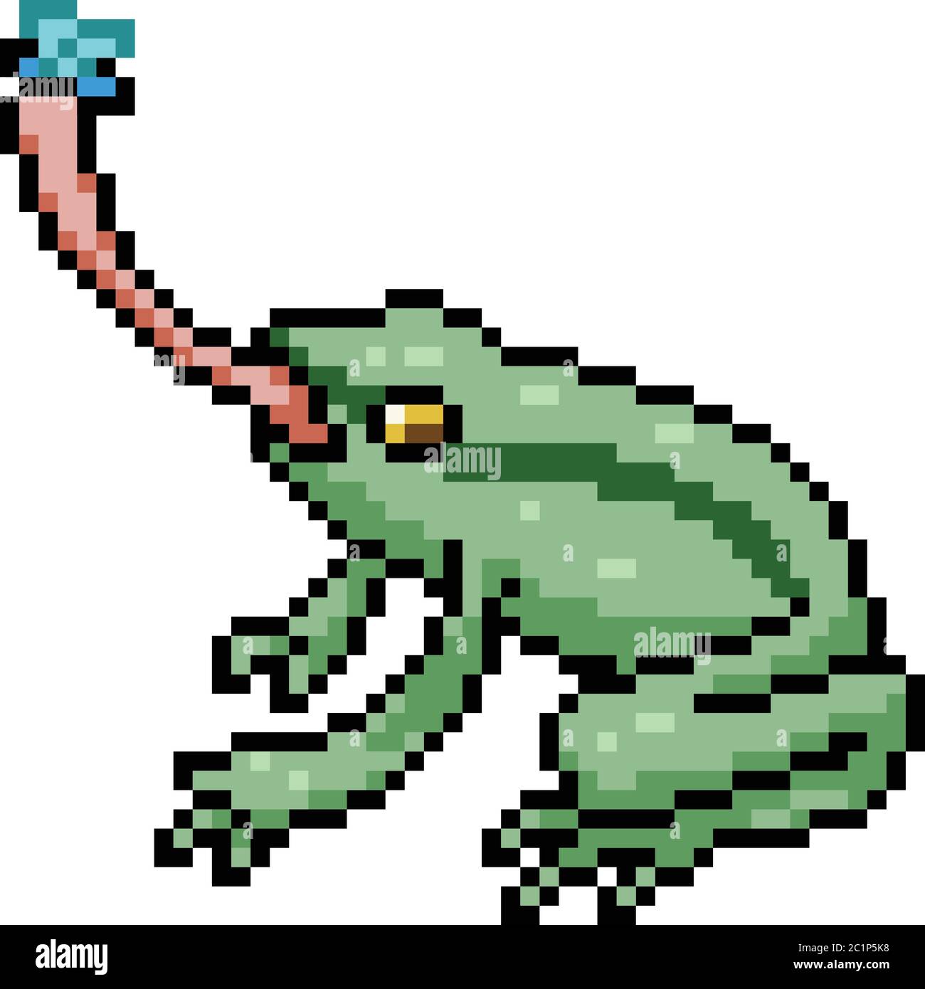 vecteur pixel art grenouille manger insecte isolé dessin animé Illustration de Vecteur