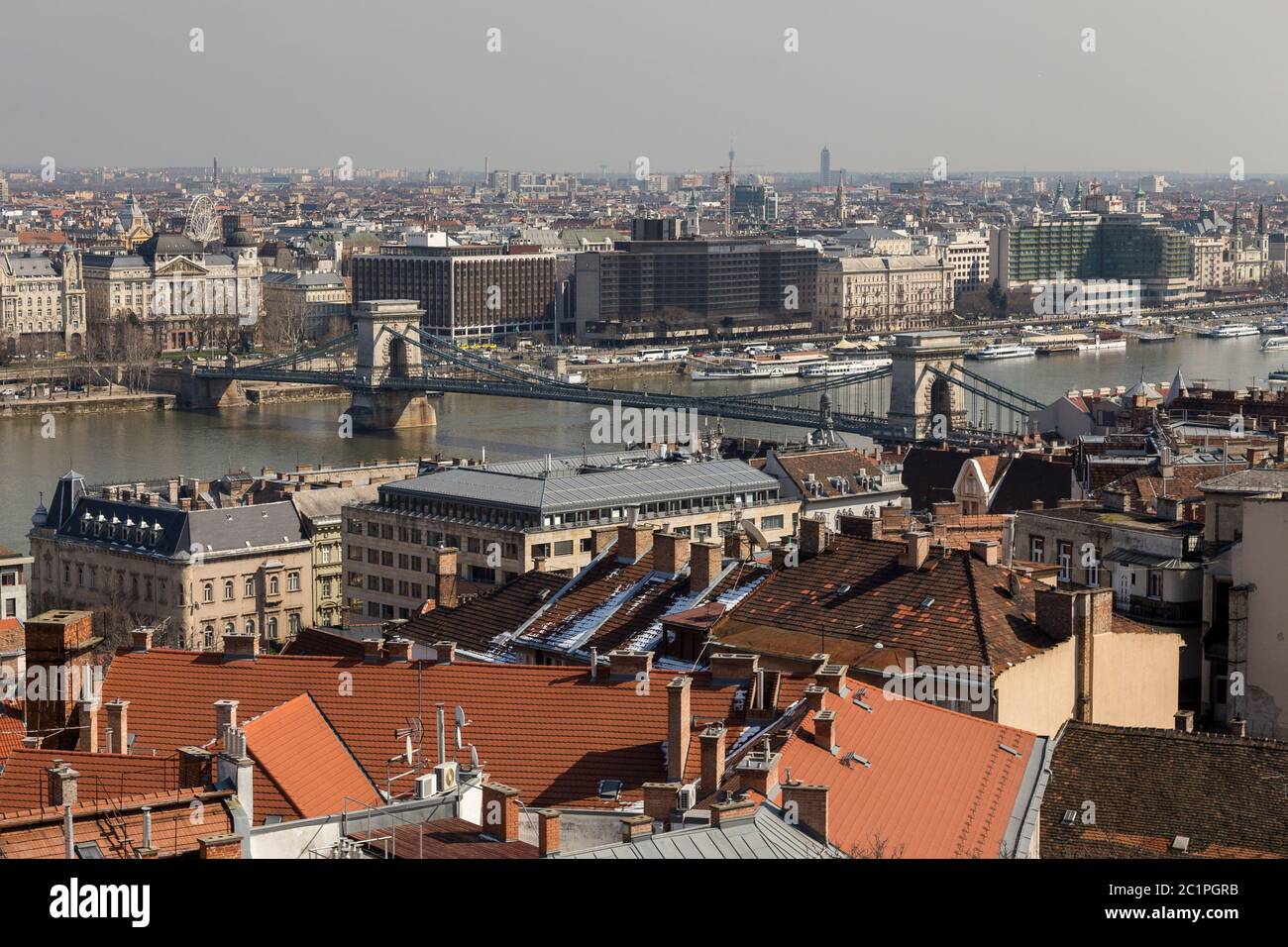 Budapest, Hongrie, mars 22 2018 : pont en chaîne sur le danube à budapest, Hongrie Banque D'Images