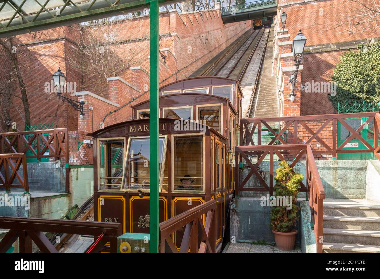 Budapest, Hongrie, mars 22 2018 : funiculaire du château de Buda situé à Budapest, Hongrie Banque D'Images