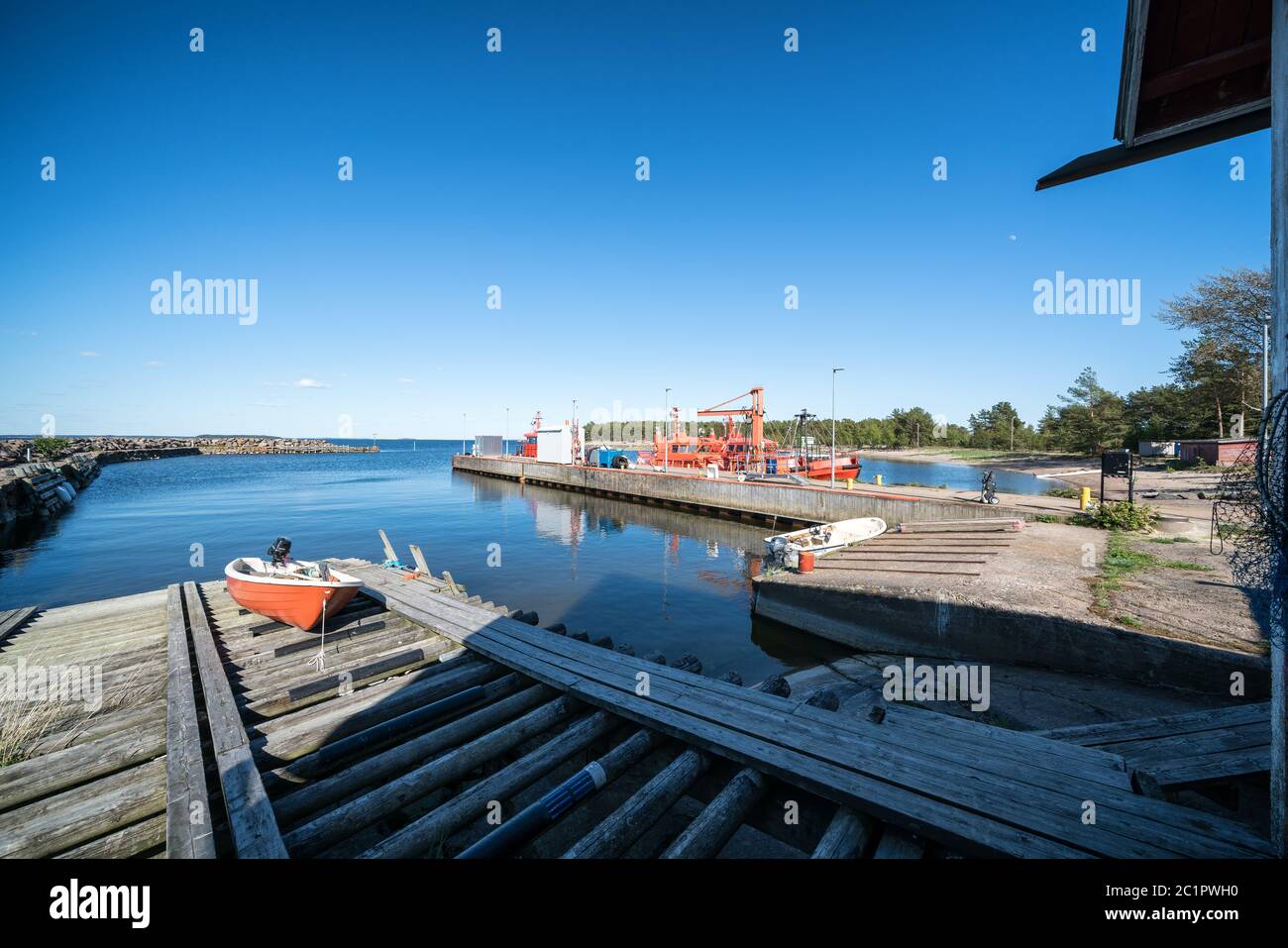 Station pilote et bateaux-pilotes à sur l'île d'Orrengrung, Loviisa, Finlande Banque D'Images