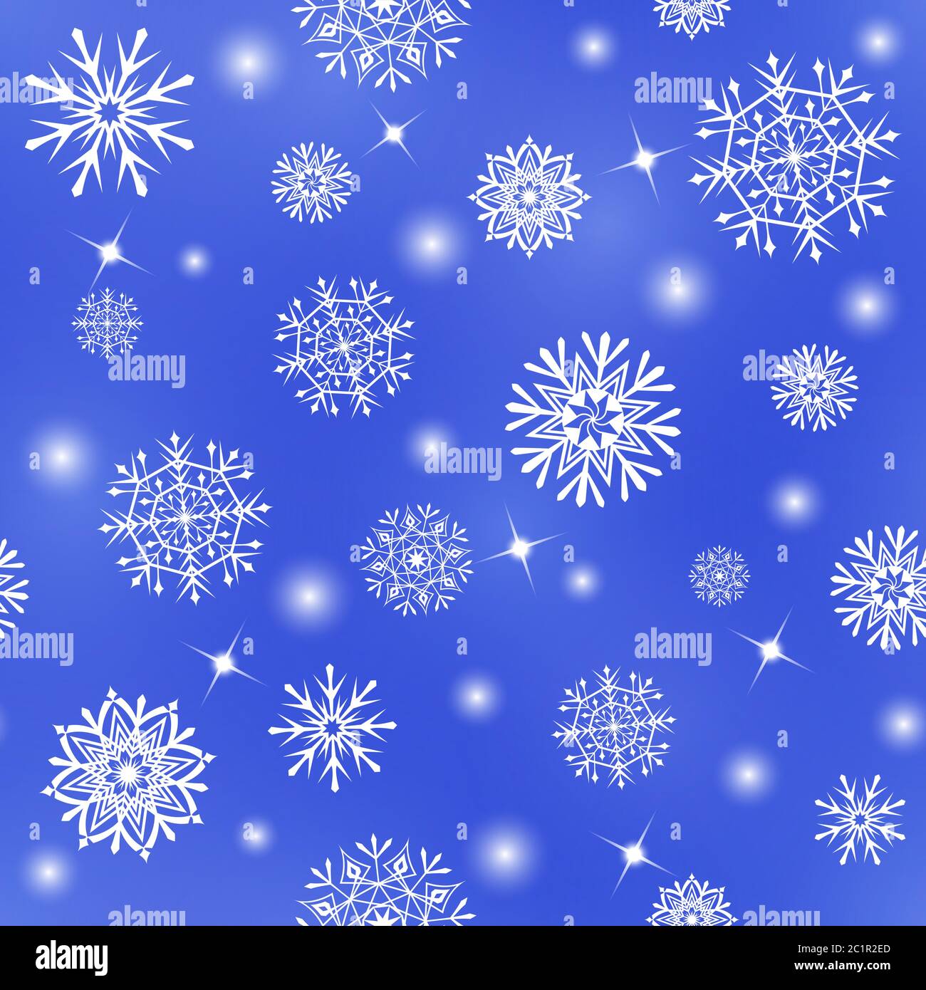Motif sans couture avec flocons de neige blancs et étoiles sur fond bleu Illustration de Vecteur