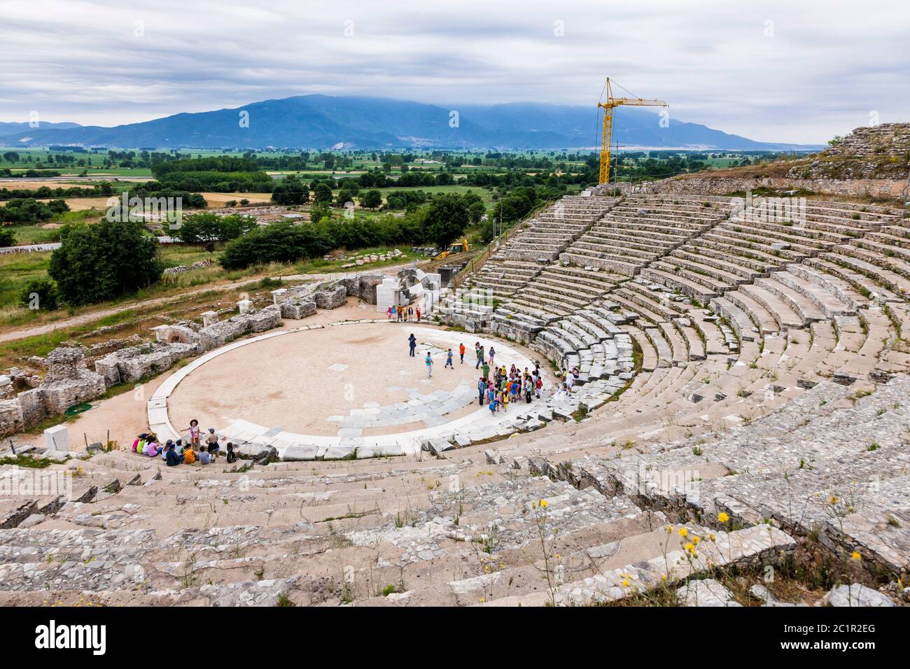 Théâtre, site archéologique de Philippi, roi Philippe II Filippoi, banlieue de Kavala, Macédoine orientale et Thrace, Grèce, Europe Banque D'Images