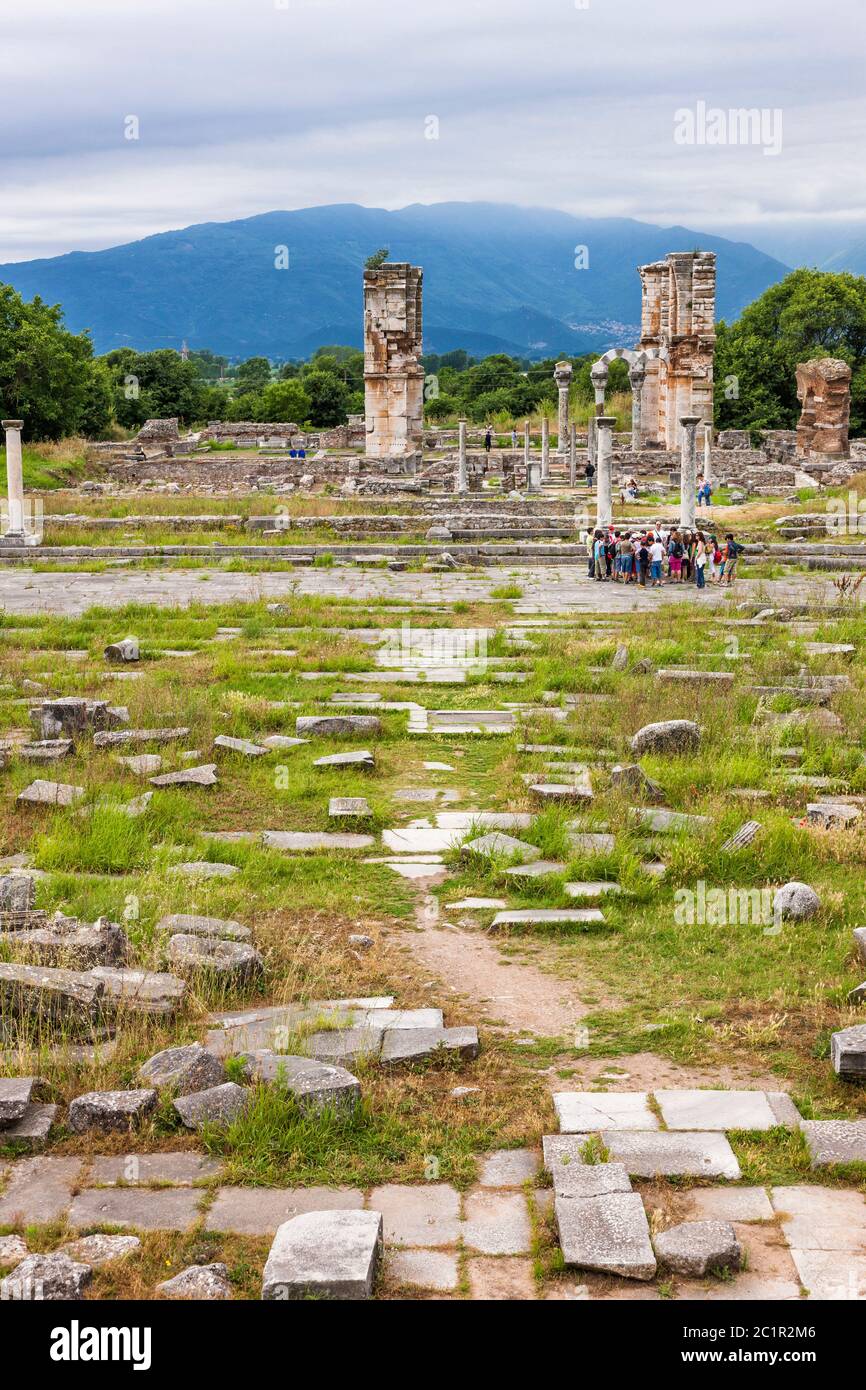 Basilique, site archéologique de Philippi, roi Philippe II Filippoi, banlieue de Kavala, Macédoine orientale et Thrace, Grèce, Europe Banque D'Images