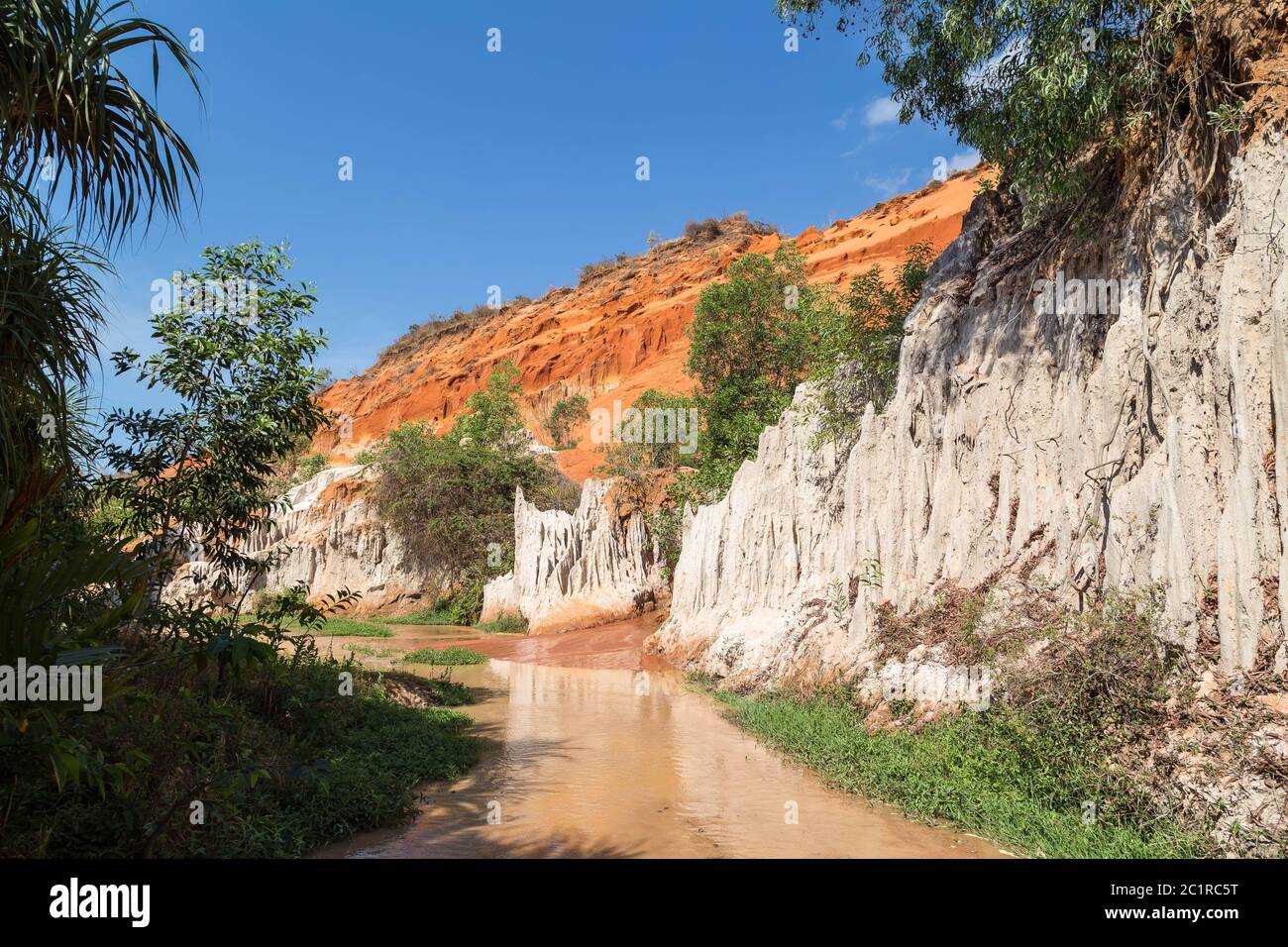 Belle dune de sable rouge et formation de sable dans différentes couleurs. Banque D'Images