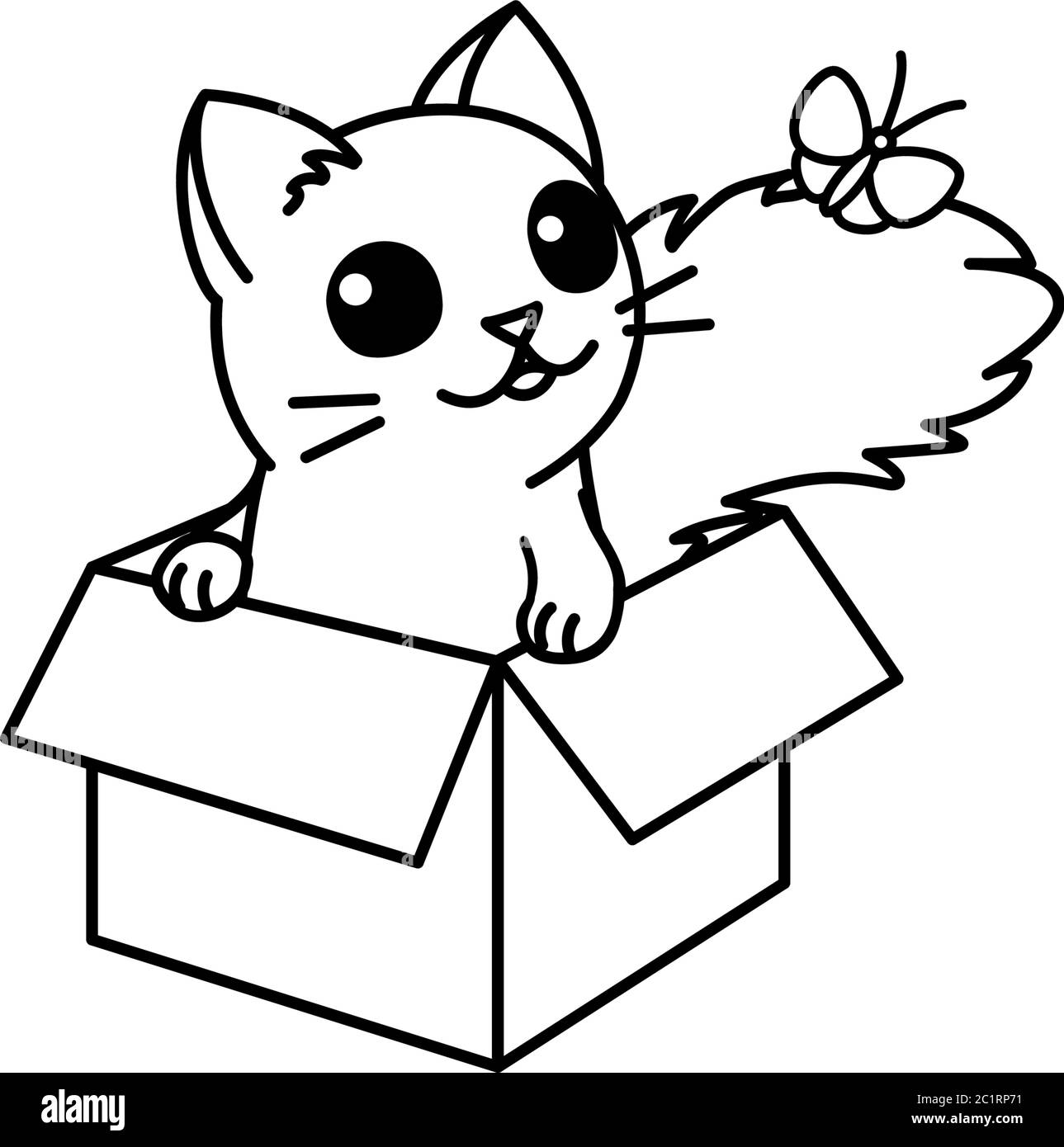 Vecteur Mignon Dessin Anime Petit Chat Page De Livre De Coloriage Image Vectorielle Stock Alamy