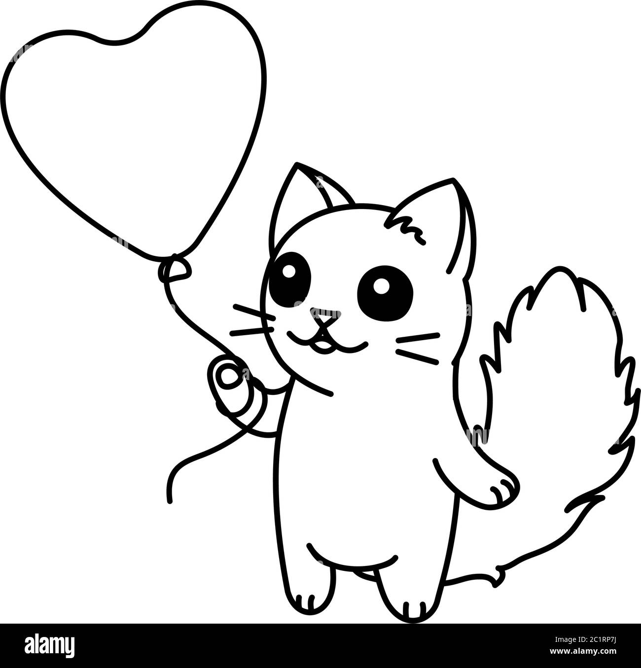 Vecteur Mignon Dessin Anime Petit Chat Page De Livre De Coloriage Image Vectorielle Stock Alamy