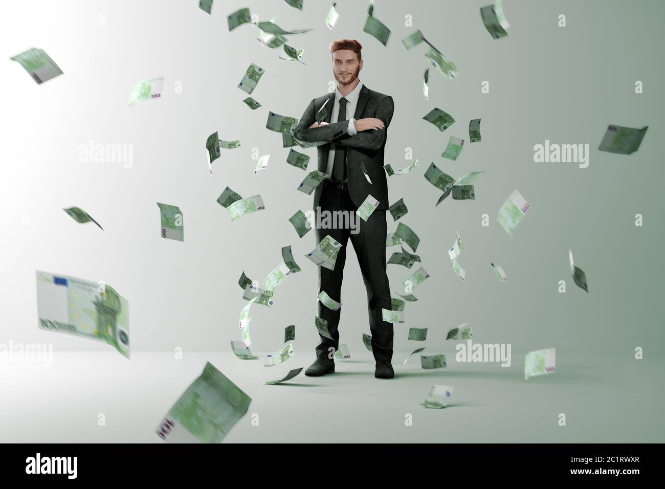 Pluie d'argent. Voler de l'argent. Projets de vol dans une chambre Banque D'Images