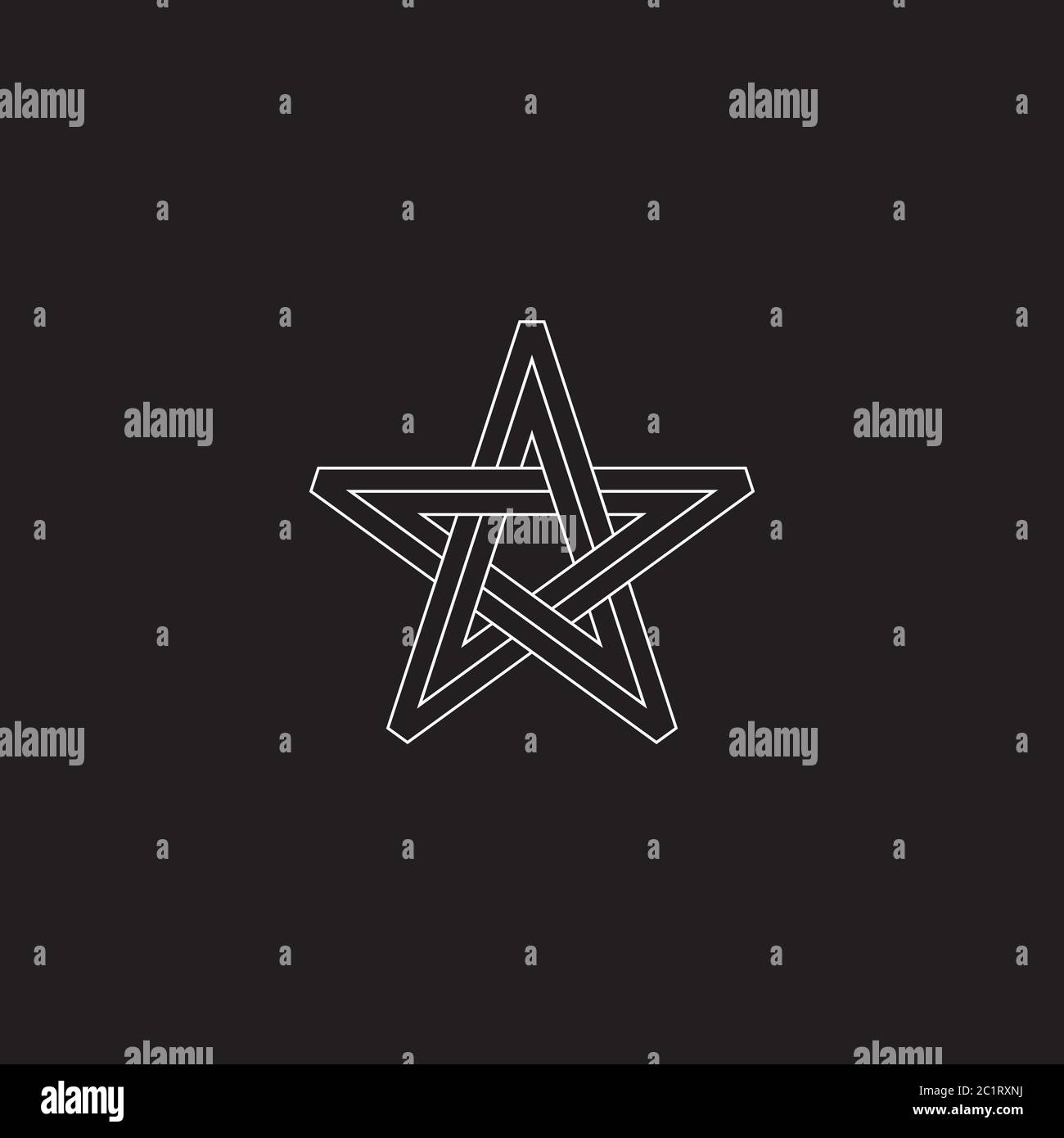Ligne blanche étoile à cinq pointes sur fond noir. Élément de dessin graphique vectoriel, logo ou icône Illustration de Vecteur