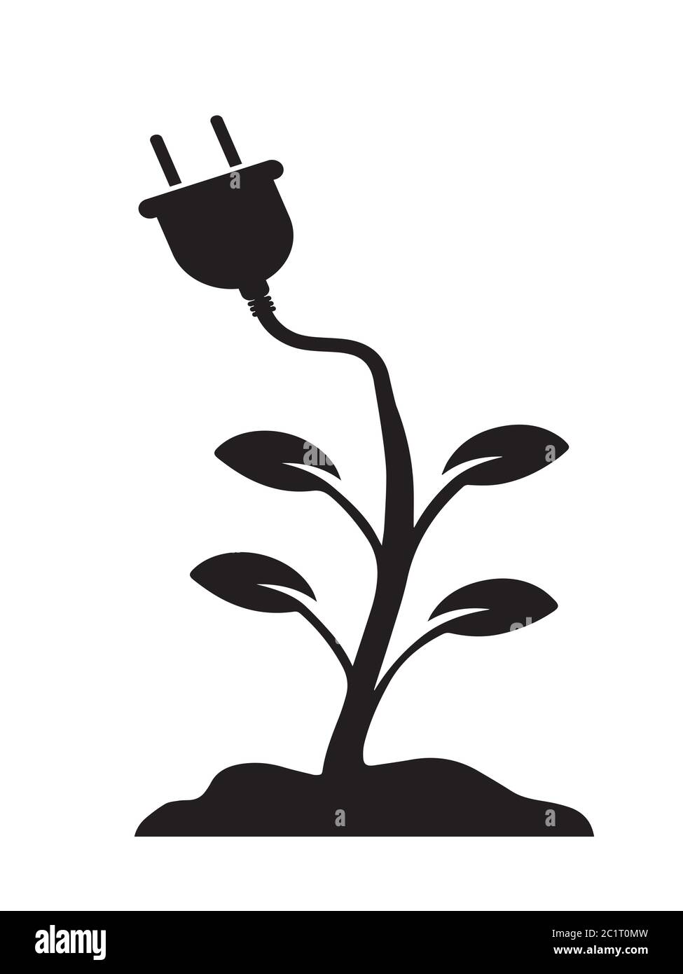 Bio-combustible électricité. Cordon d'alimentation et d'alimentation. Illustration noire isolée sur un fond blanc. Vecteur EPS Illustration de Vecteur