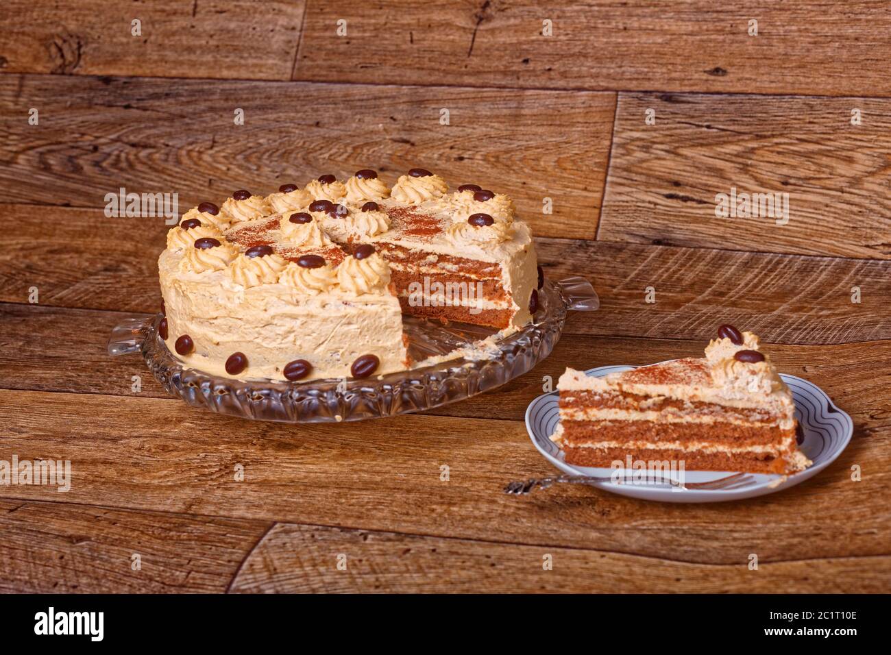 gâteau à la crème moka Banque D'Images