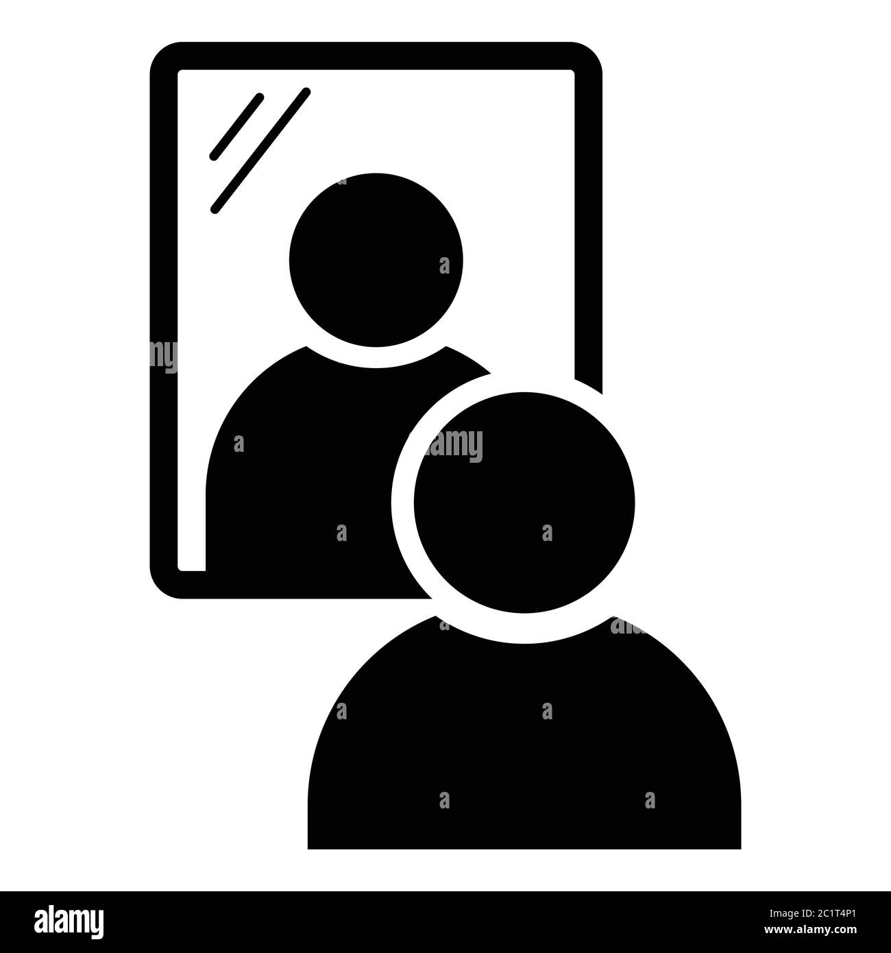 Bâton Figure Homme regardant dans le miroir. Illustration noire isolée sur un fond blanc. Vecteur EPS Illustration de Vecteur