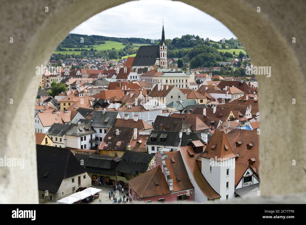 Maisons historiques anciennes à Cesky Krumlov. Bohême du Sud, République tchèque. Banque D'Images