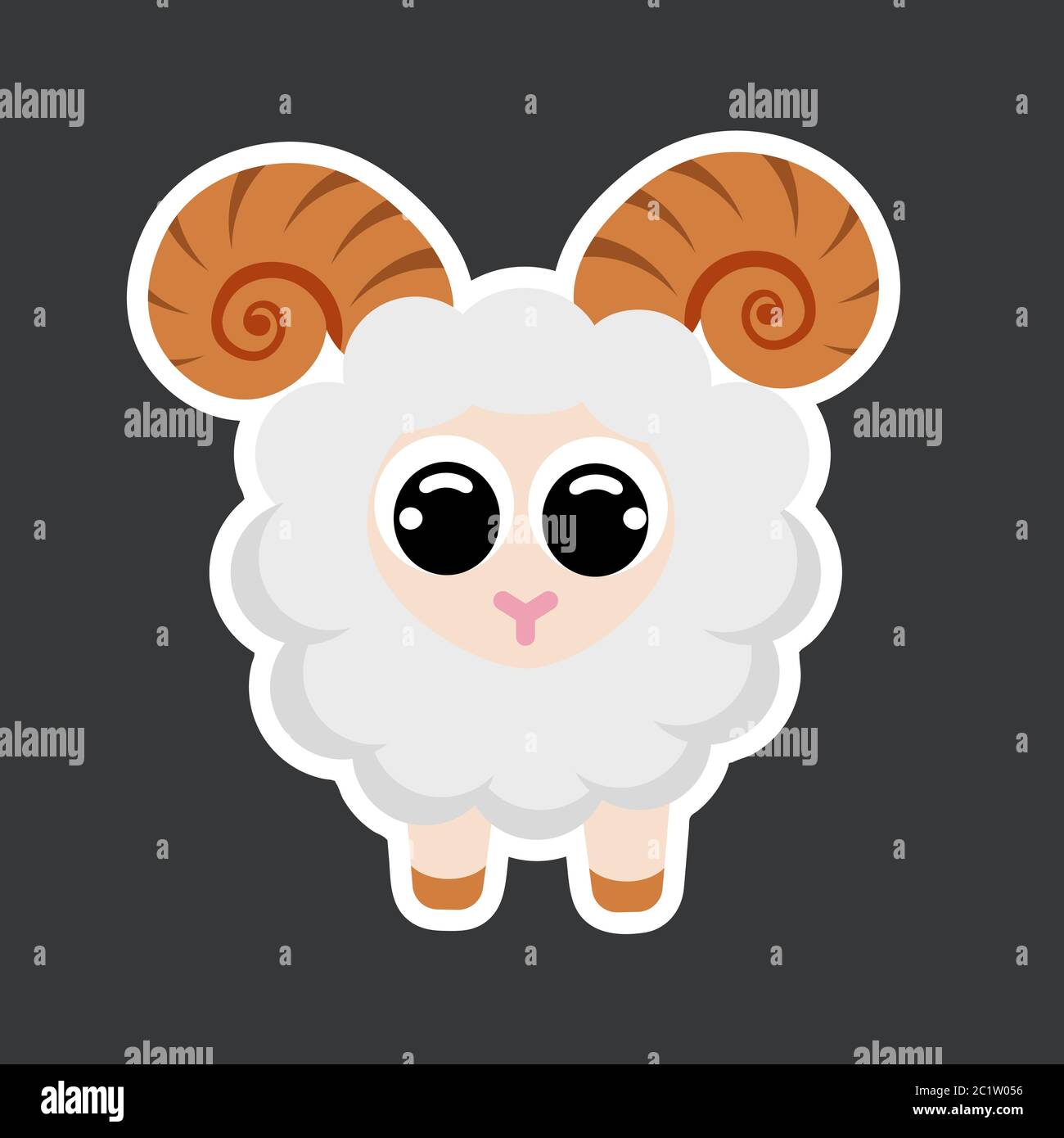 modèle d'autocollant de mouton mignon de style vectoriel plat Illustration de Vecteur