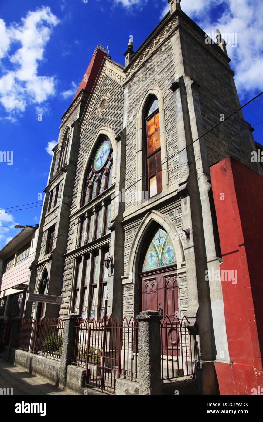 Vue avant de la première Église presbytérienne réformée à La Havane, Cuba Banque D'Images