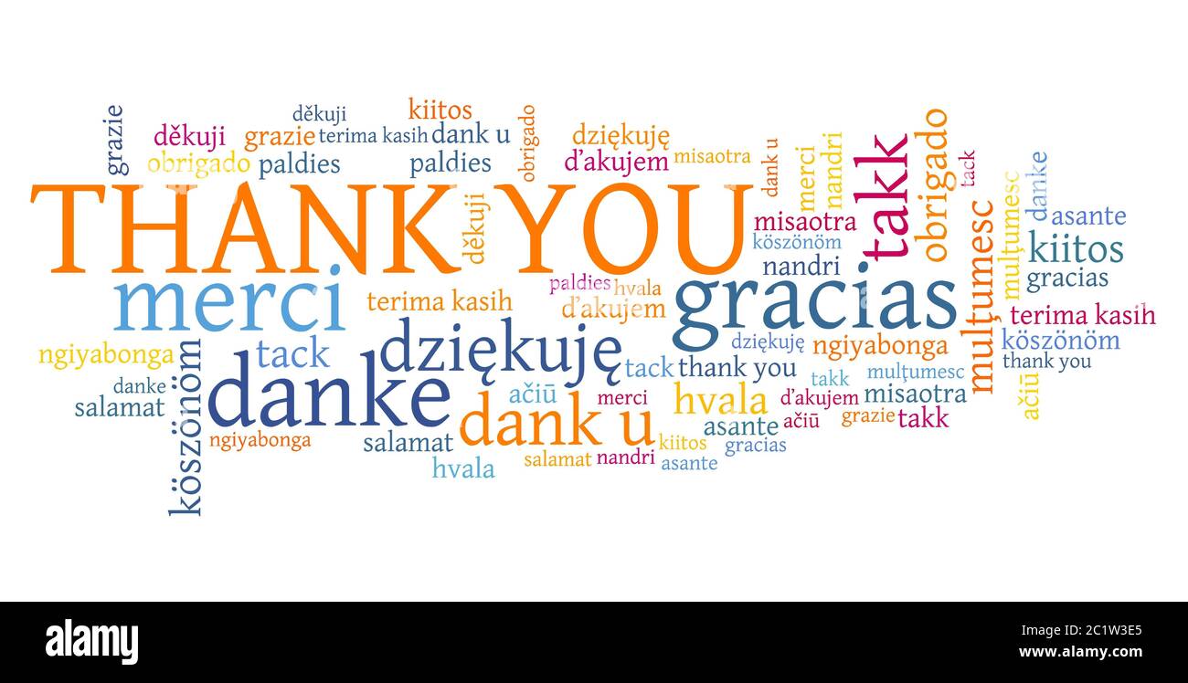 Merci mots graphiques. Merci International inscription en plusieurs langues, notamment en