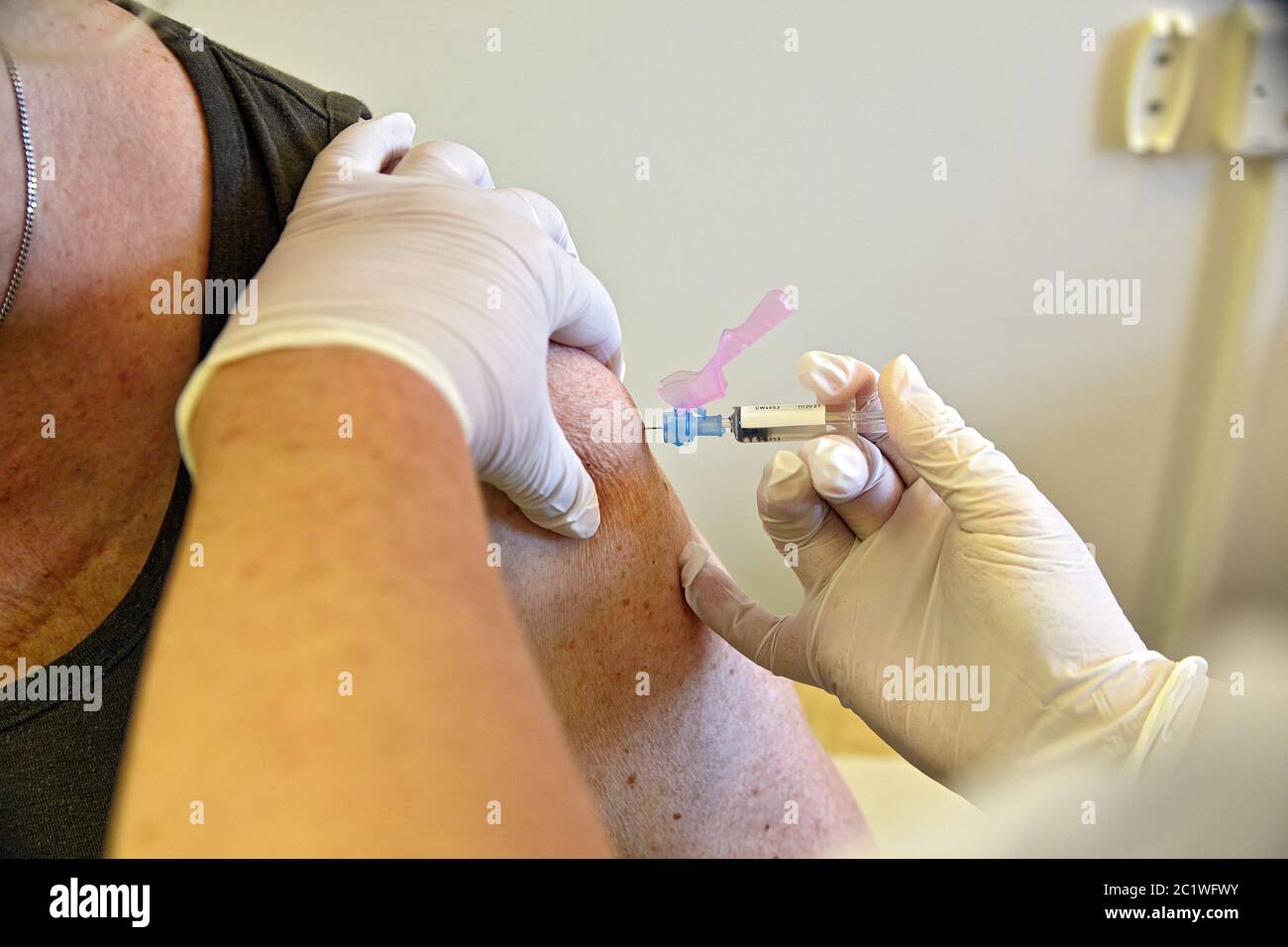 Vaccination contre la grippe virale en suède Banque D'Images