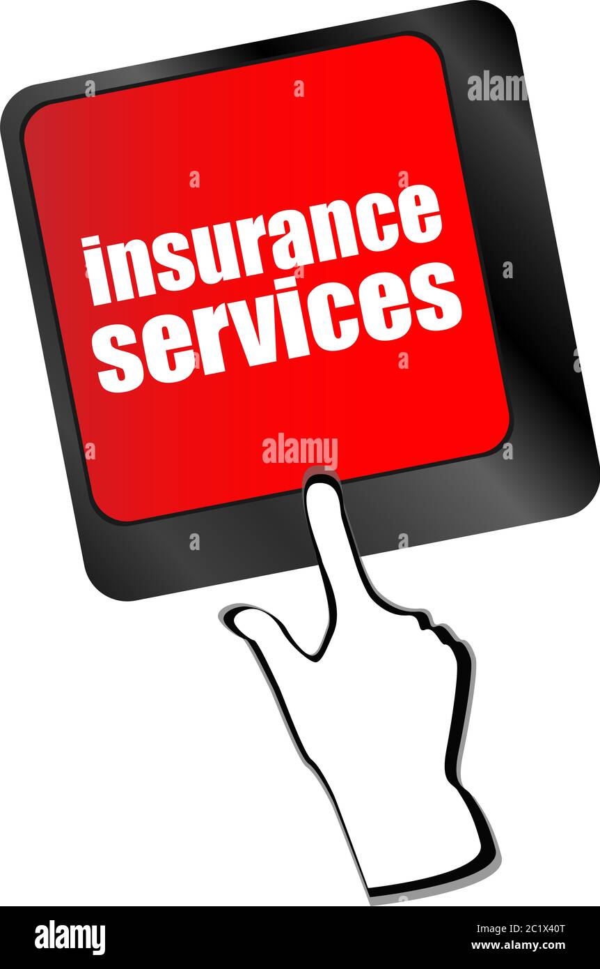Services d'assurance avec clavier, bouton concept internet Banque D'Images