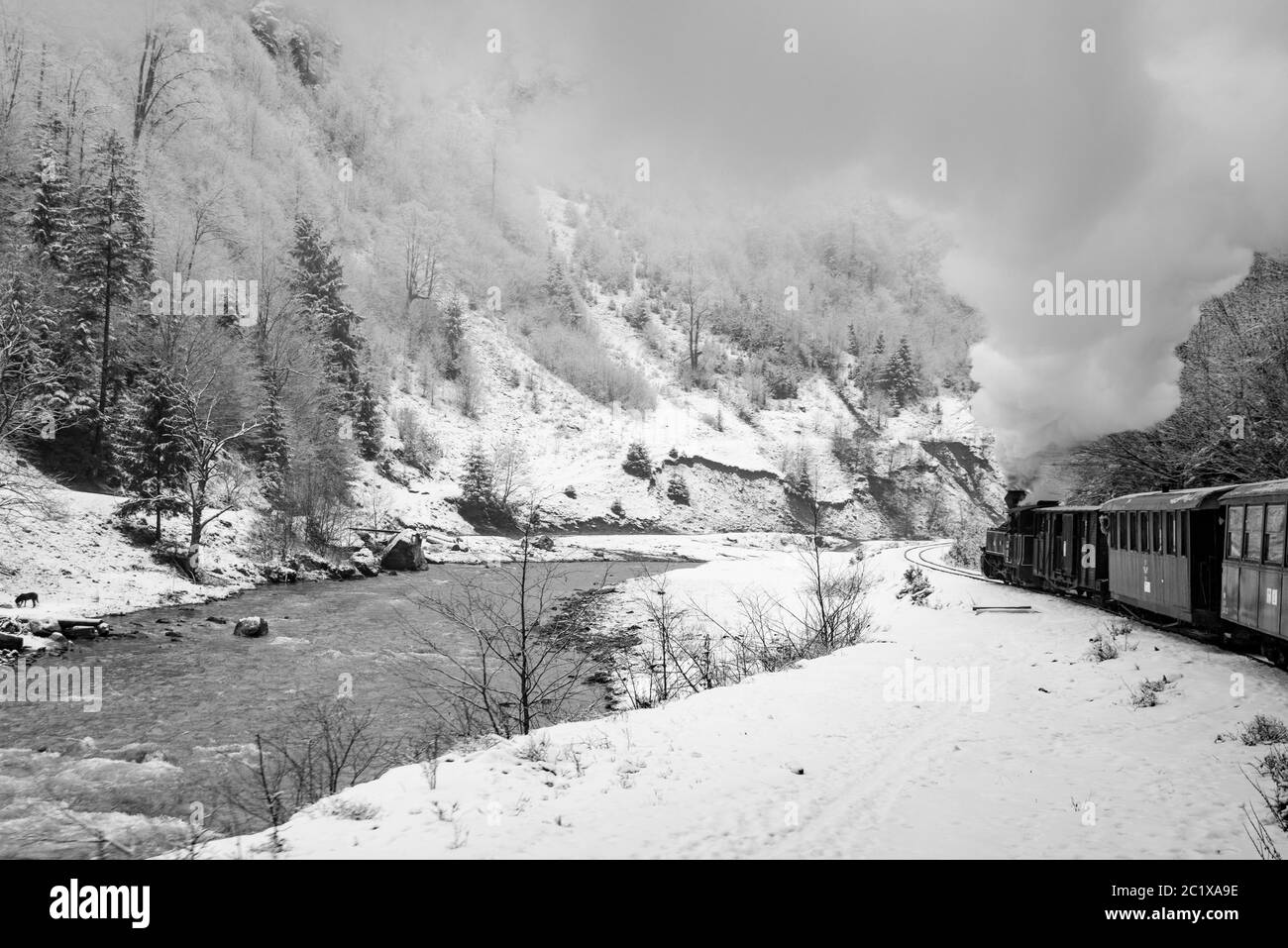 maisons et cottages sur la montagne enneigée Banque D'Images