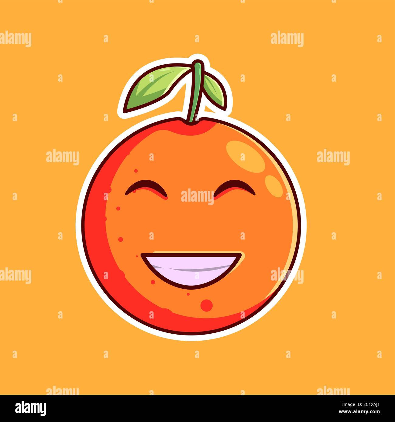 Illustration du vecteur de sourire orange. Style de dessin animé plat Illustration de Vecteur