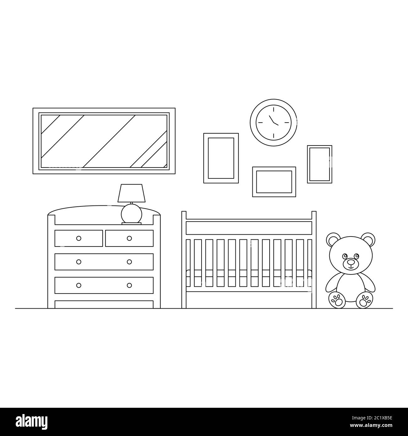 Meubles De Chambre A Coucher L Interieur Prix Line Esquisse Accueil Piscine Design Perspective D Un Espace Interieur Image Vectorielle Stock Alamy