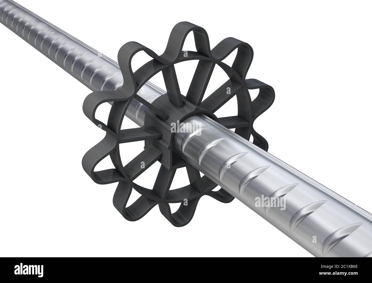 Entretoise de roue circulaire en plastique montée sur un acier de renfort - illustration 3d Banque D'Images