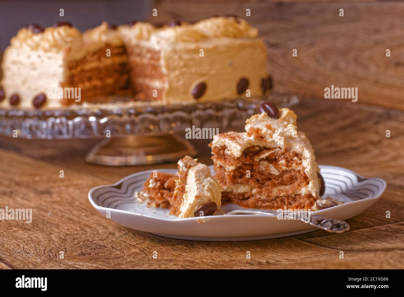 gâteau à la crème moka Banque D'Images