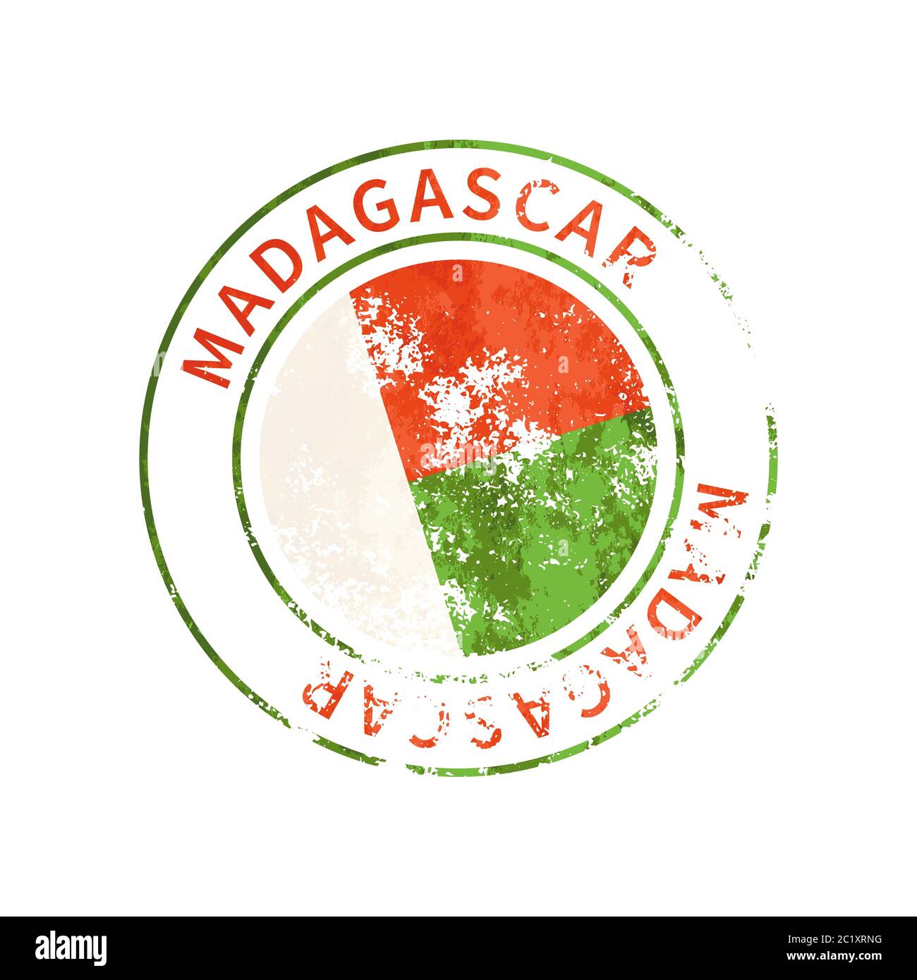 Signe de Madagascar, impression grunge vintage avec drapeau sur blanc Illustration de Vecteur