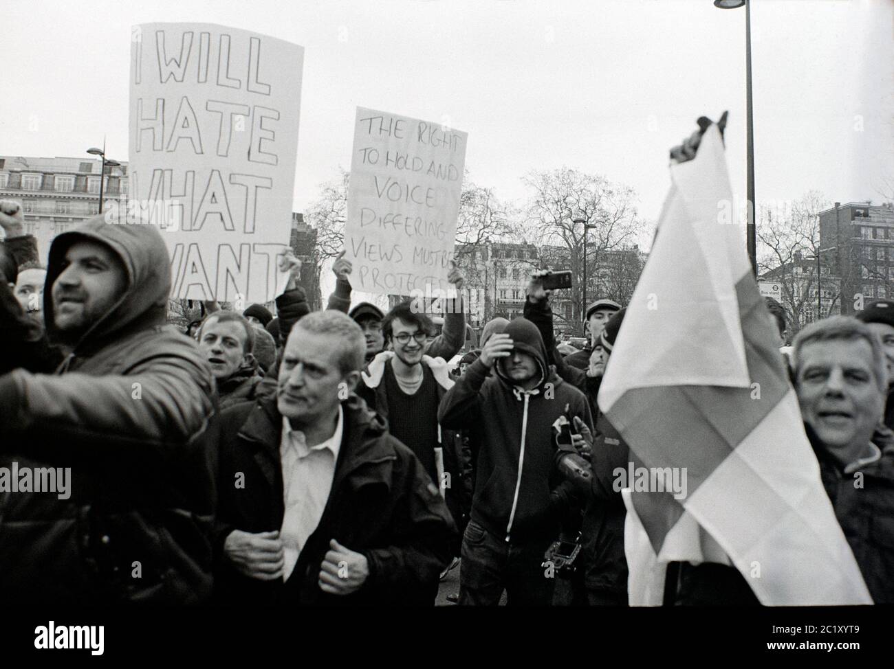 « The Battle for Speaker’s Corner », un événement impliquant Tommy Robinson et ses partisans et protestant contre les musulmans, Londres, dimanche 18 mars 2018 Banque D'Images