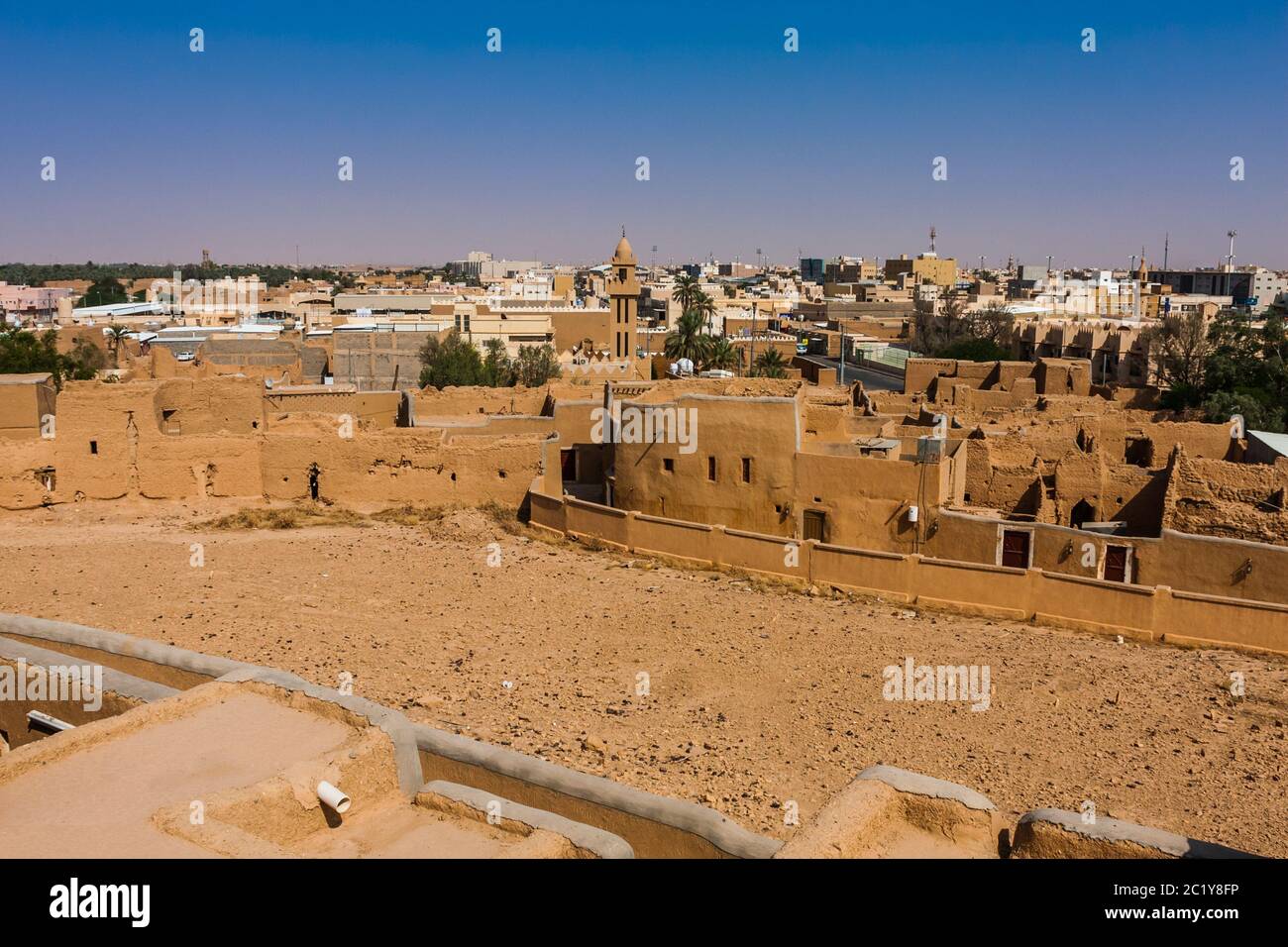 L'abandonné les maisons en pisé traditionnel arabe, Al Majmaah, l'Arabie Saoudite Banque D'Images