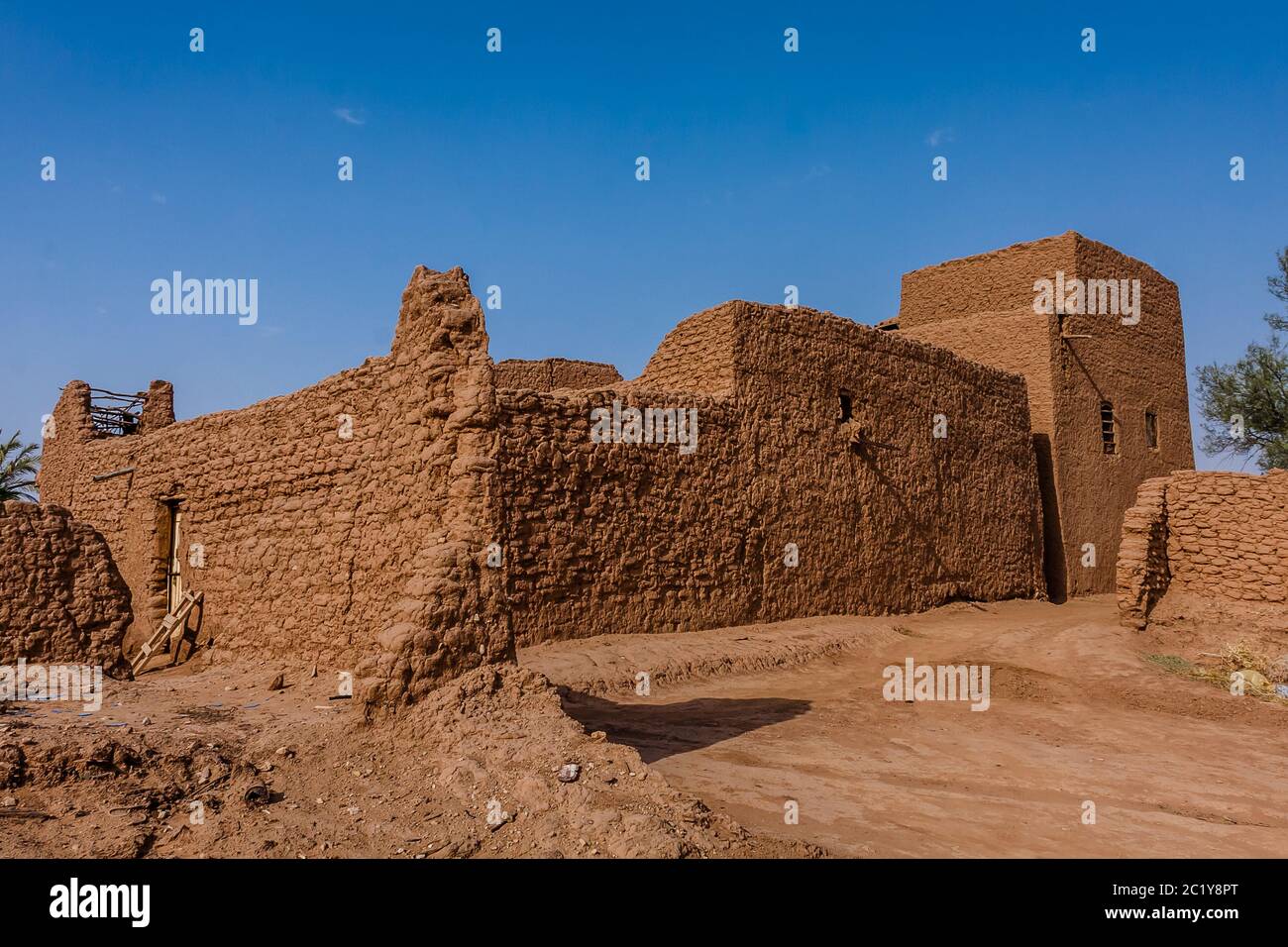 L'abandonné les maisons en pisé traditionnel arabe, Al Majmaah, l'Arabie Saoudite Banque D'Images