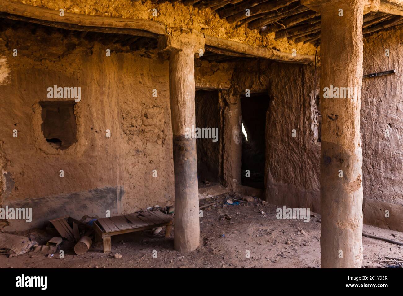La maison arabe traditionnelle en brique de boue abandonnée, Al Majmaah, Arabie Saoudite Banque D'Images
