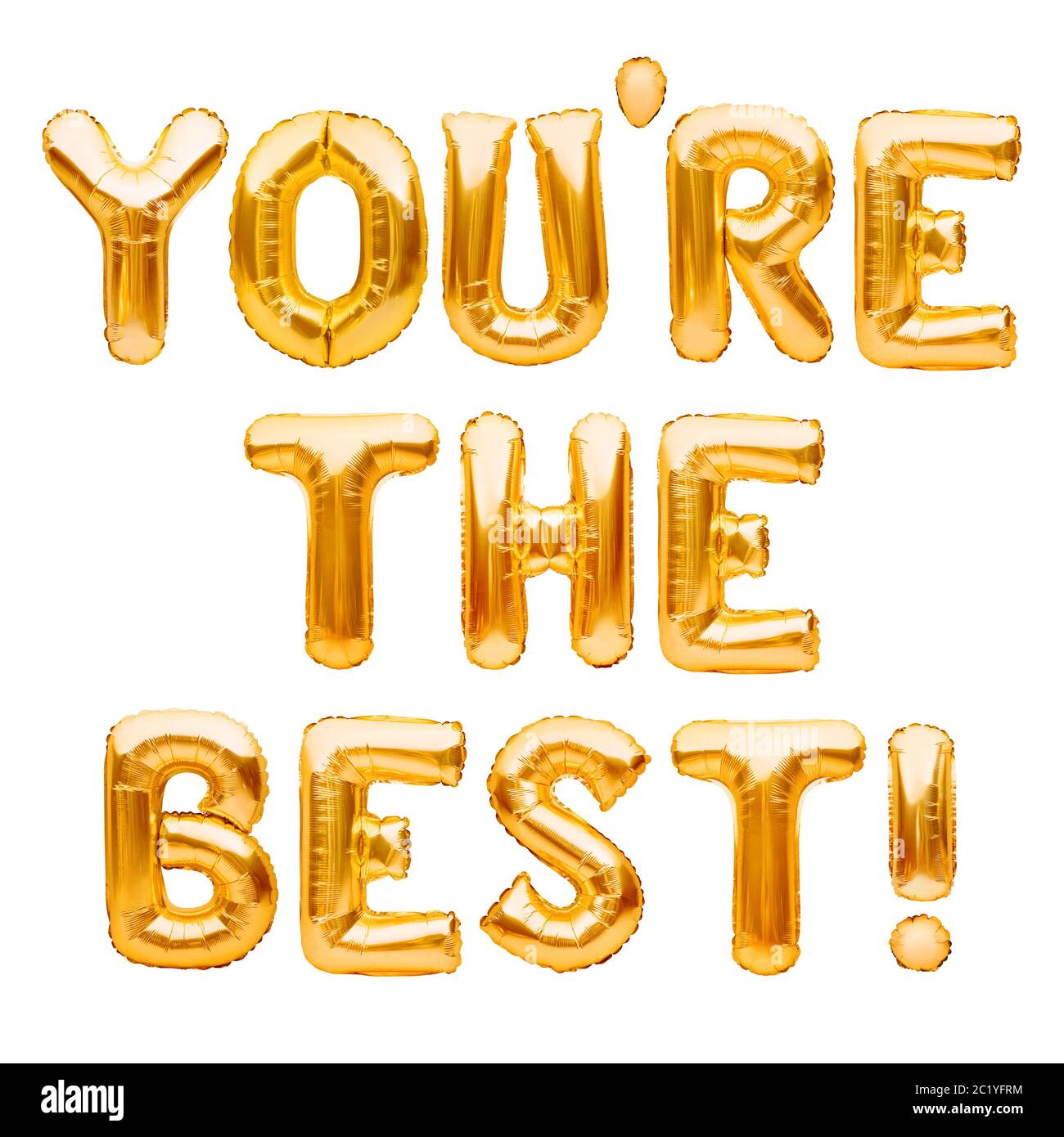 Mots VOUS ÊTES LE MEILLEUR fait de ballons gonflables dorés isolés sur blanc. Motivation, mots d'affirmation positifs d'argot, lettres de ballons d'or Banque D'Images