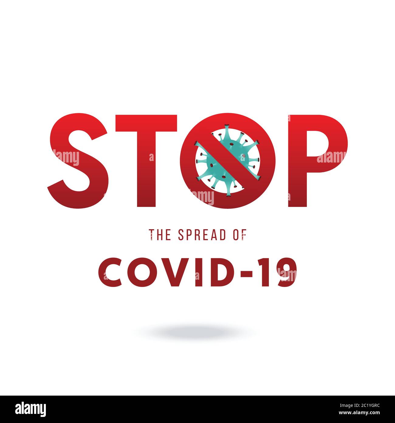 Arrêter la propagation du coronavirus COVID-19 concept décoratif avec le virus verrouillé à l'intérieur de l'enseigne d'arrêt, illustration vectorielle Illustration de Vecteur