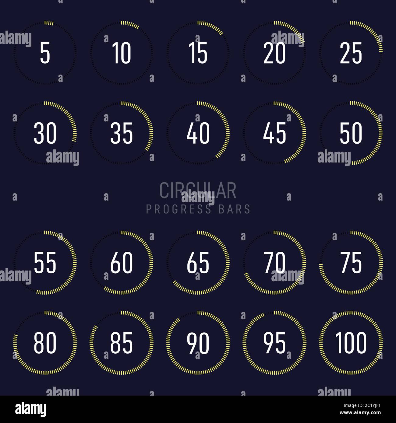 Collection de barres de chargement futuristes modernes en forme de cercle. L'élément de conception graphique peut être utilisé pour l'interface utilisateur graphique, l'illustration vectorielle Illustration de Vecteur