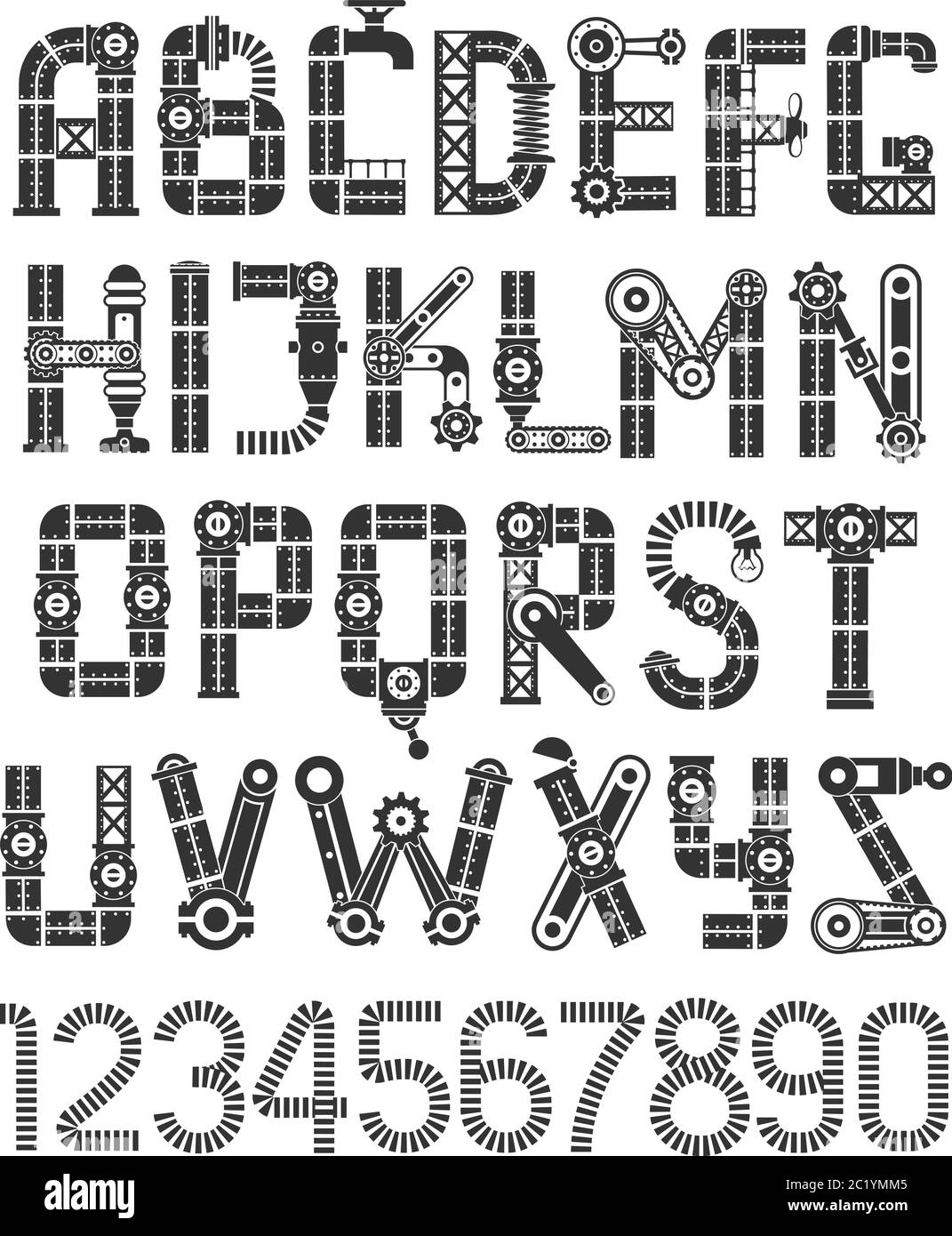steampunk abc noir Illustration de Vecteur