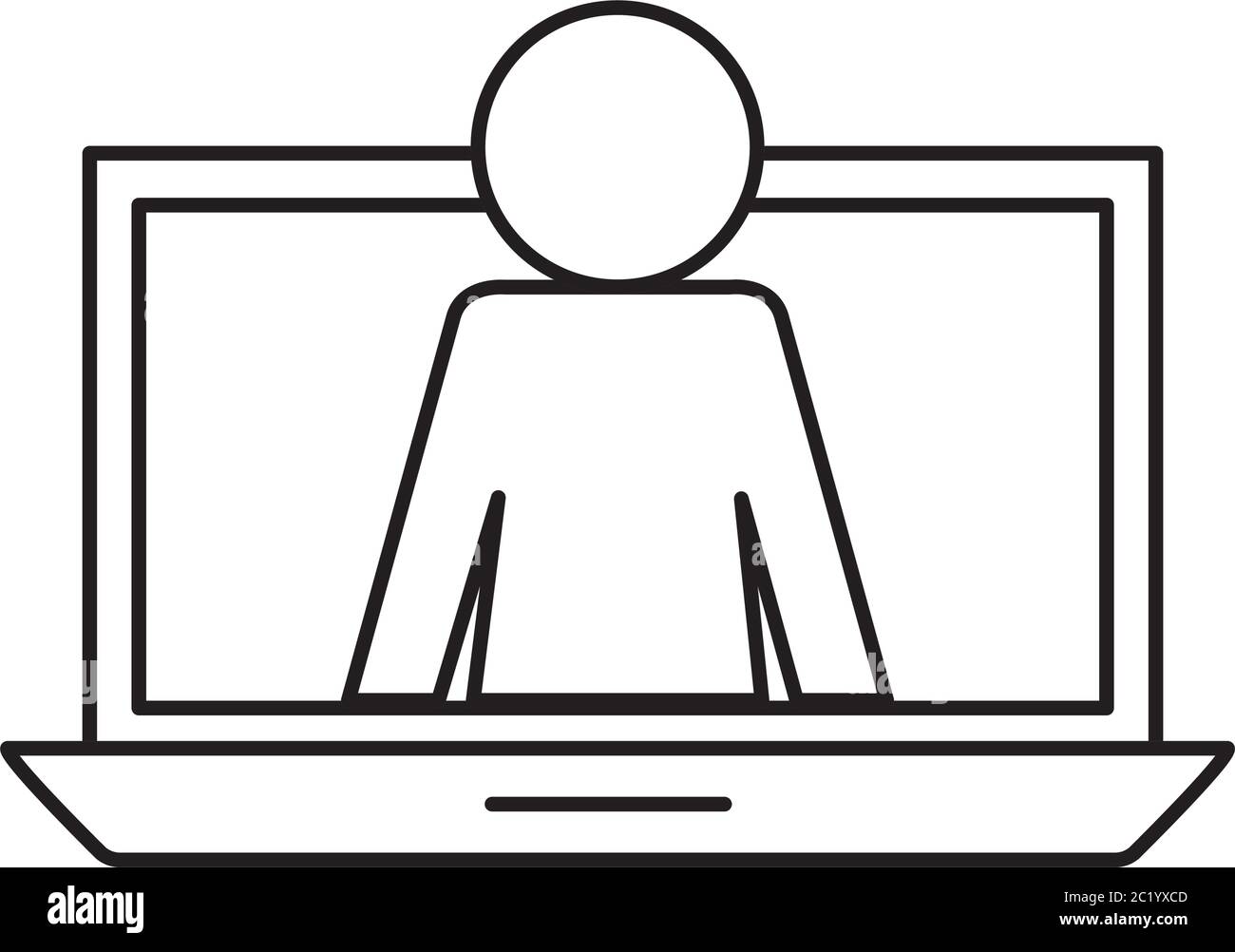 Avatar sur ordinateur portable dans le style de silhouette de chat vidéo, conception d'icône, Conférence en ligne d'appel et thème de webcam illustration vectorielle Illustration de Vecteur