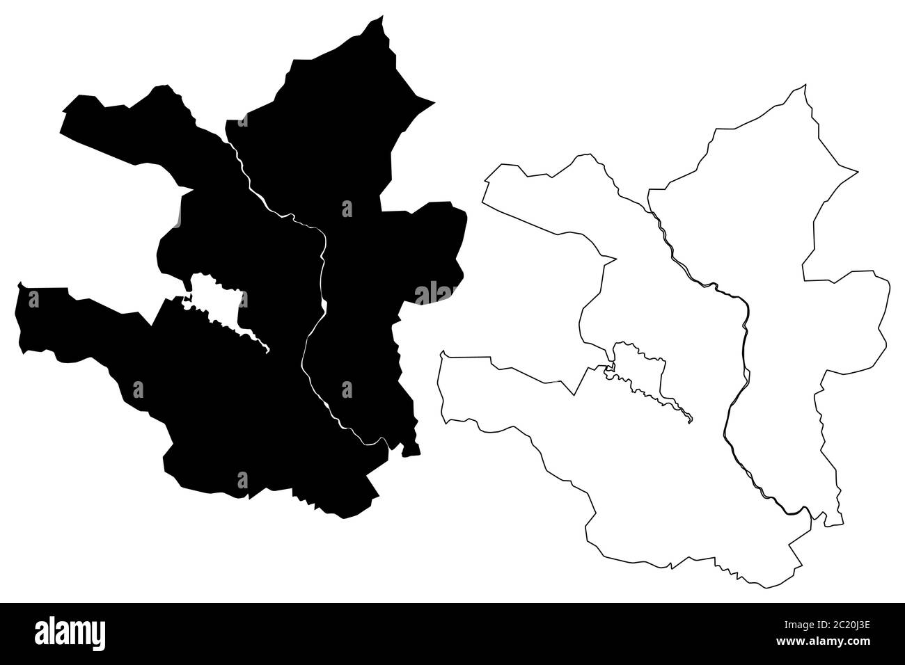 Pokhara City (République fédérale démocratique du Népal, Gandaki Pradesh) carte illustration vectorielle, scribble plan carte de la ville de Pokhara Illustration de Vecteur