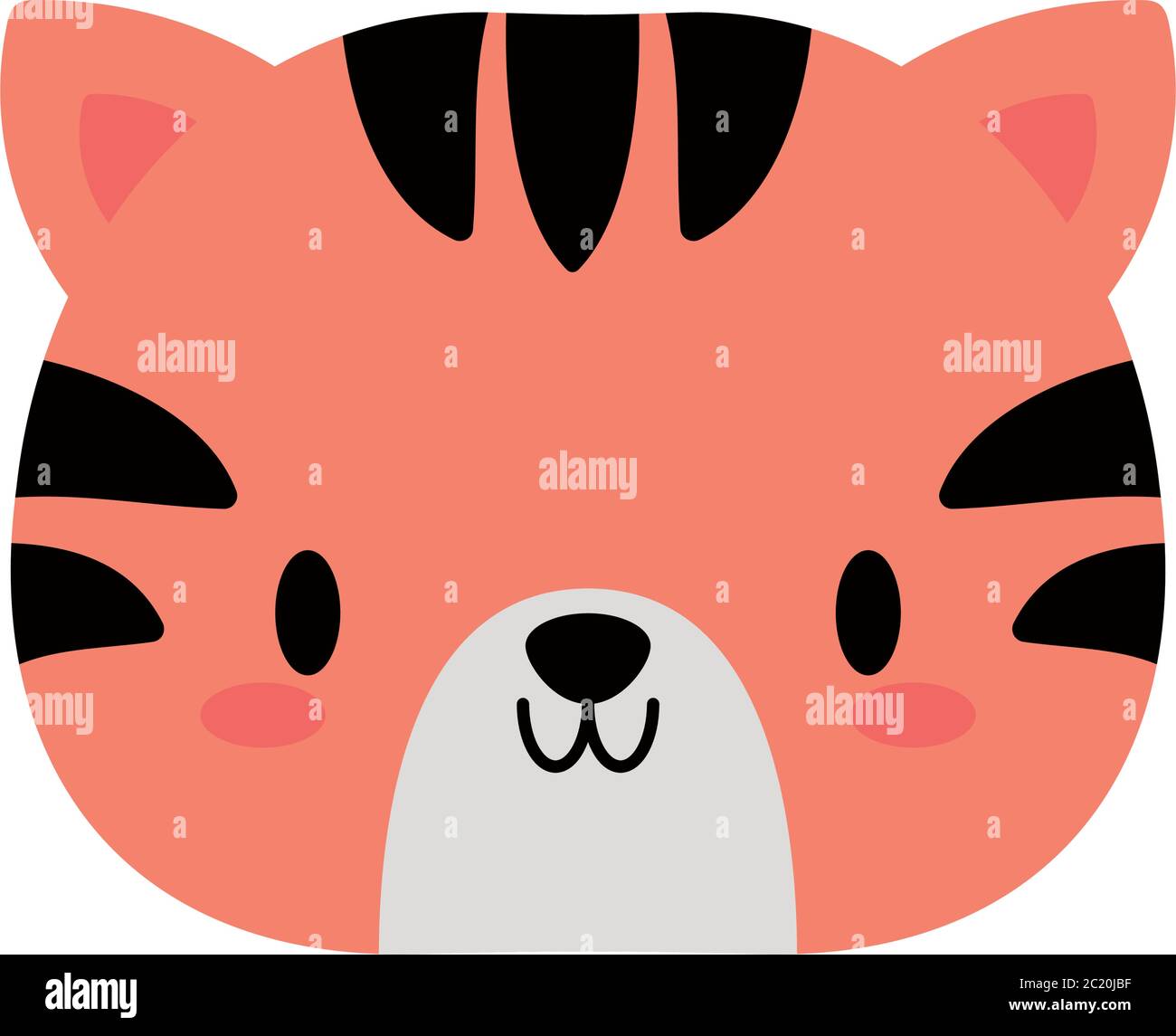 Tete De Bebe Tigre Kawaii Modele Plat De L Icone Vecteur Illustration Image Vectorielle Stock Alamy