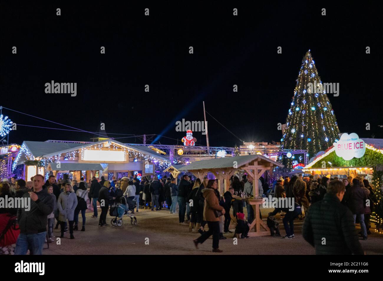 Le barcares village de noel en France. Banque D'Images
