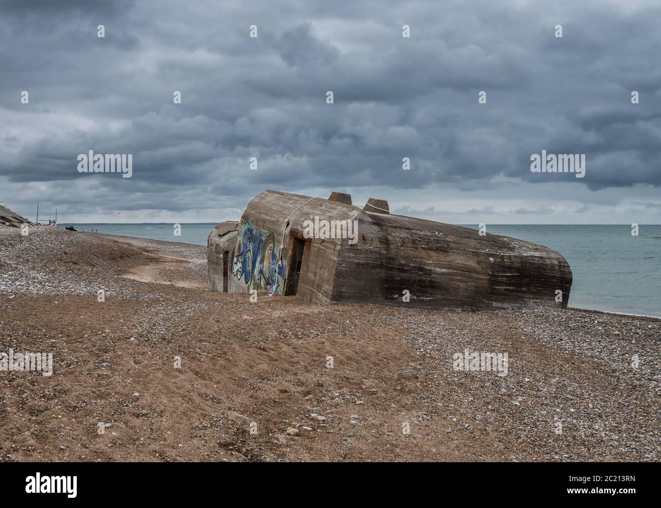 Bunker de la Seconde Guerre mondiale sur la côte de la mer du Nord à LildStrand, Danemark Banque D'Images