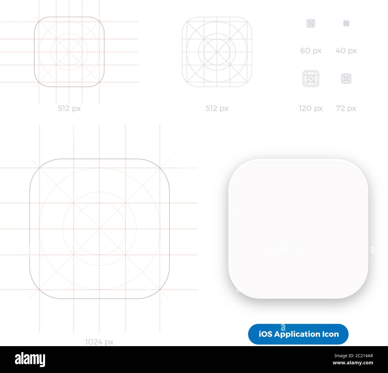 Modèle d'icône d'application iOS système de grille évolutif Illustration de Vecteur