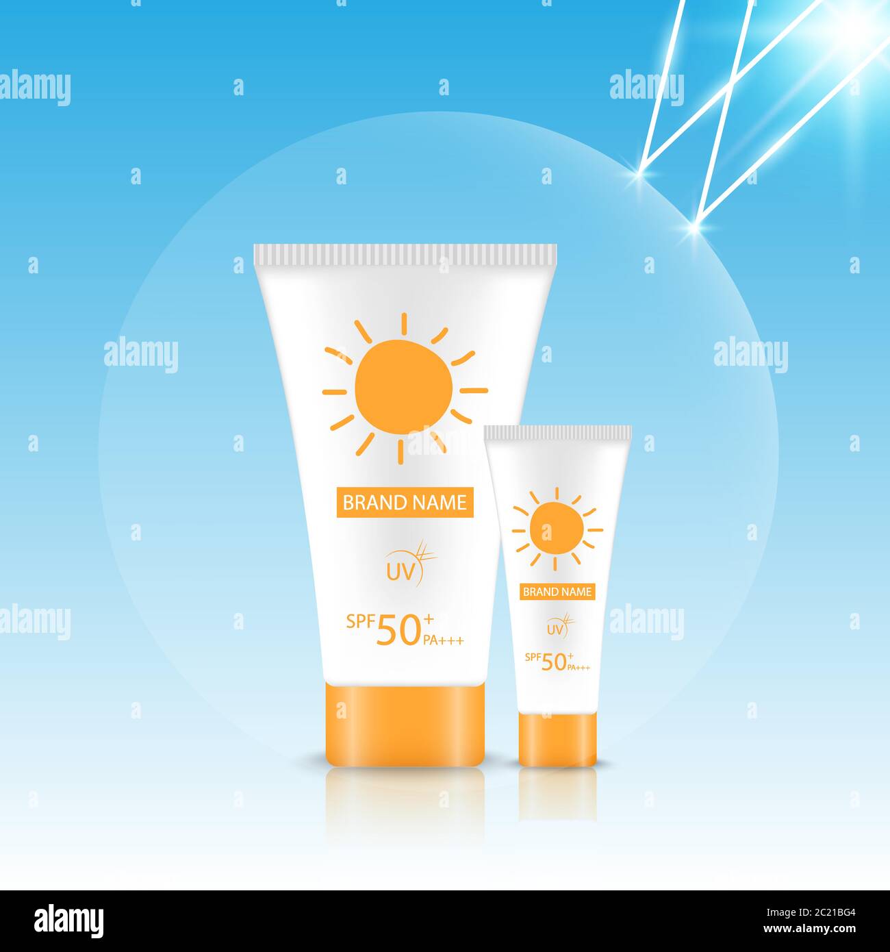 Maquette de conception de produit Sunblock, design de publicité cosmétique, illustration vectorielle Illustration de Vecteur