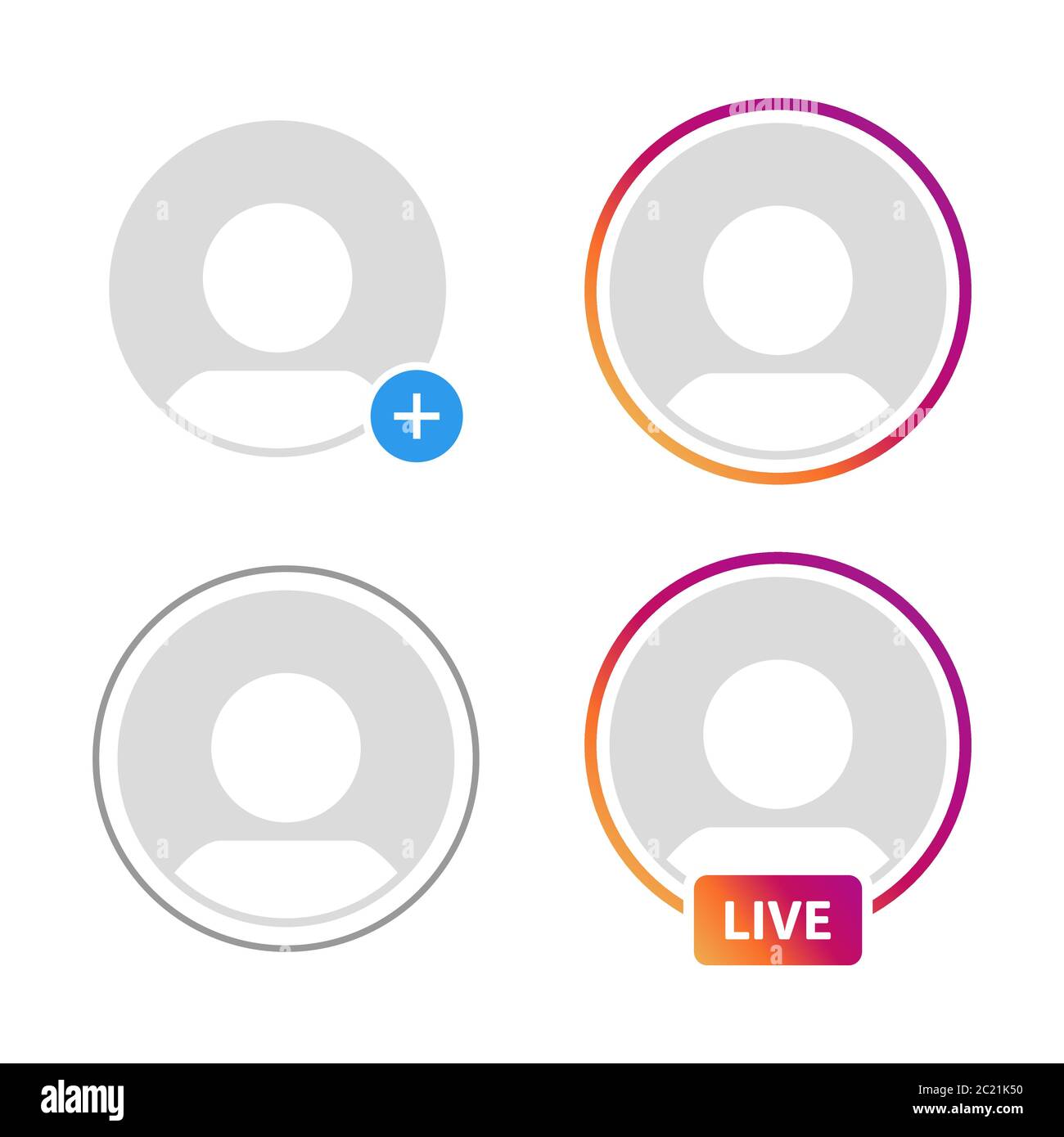 Avatar d'icône de réseaux sociaux, histoires, vidéo en direct en streaming, illustration vectorielle Illustration de Vecteur