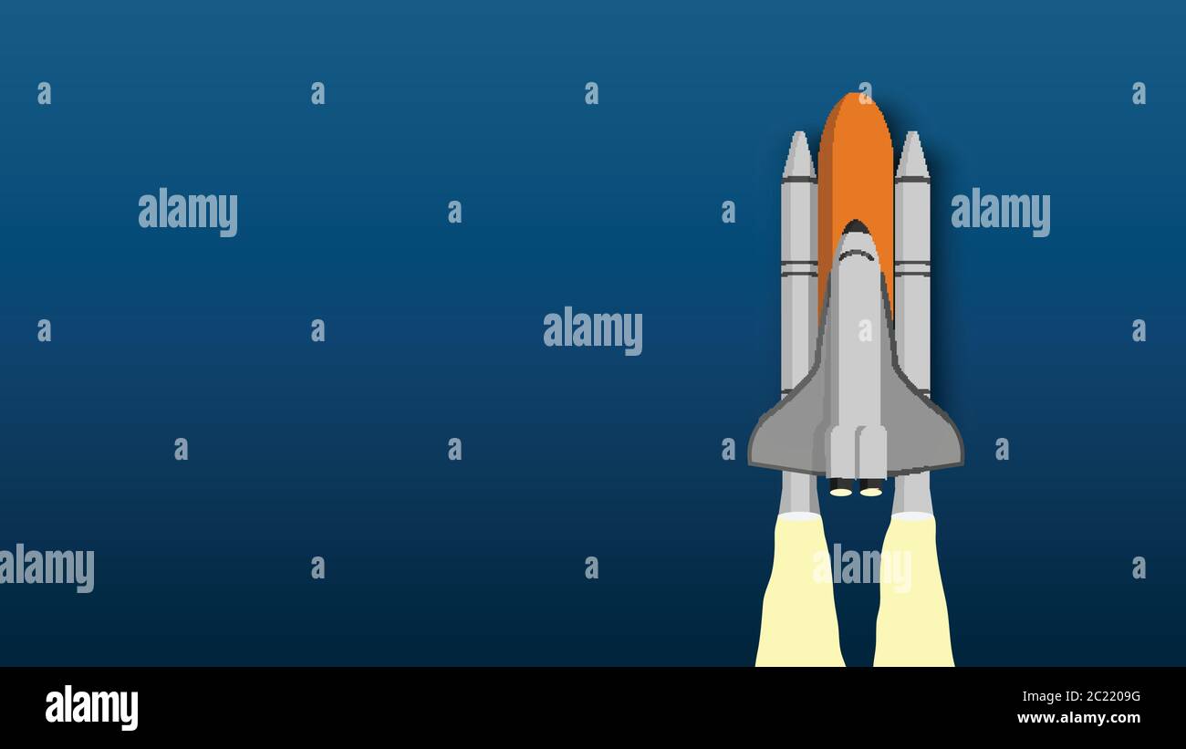 Navette spatiale qui prend son départ pour la mission, vaisseau spatial dans le ciel, illustration vectorielle Illustration de Vecteur