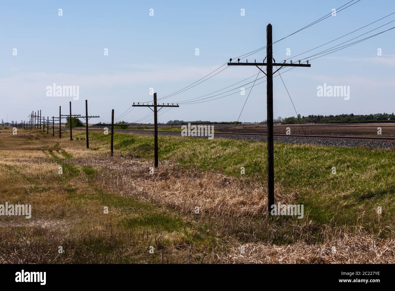 Le fil électrique dans le paysage du Canada Banque D'Images