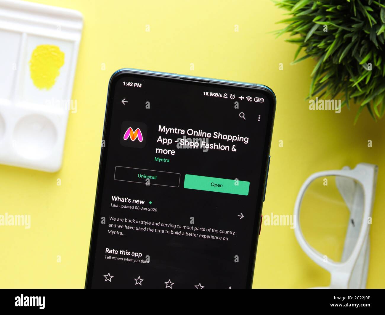 Assam, inde - 09 juin 2020 : Myntra une application de shopping en ligne. Banque D'Images