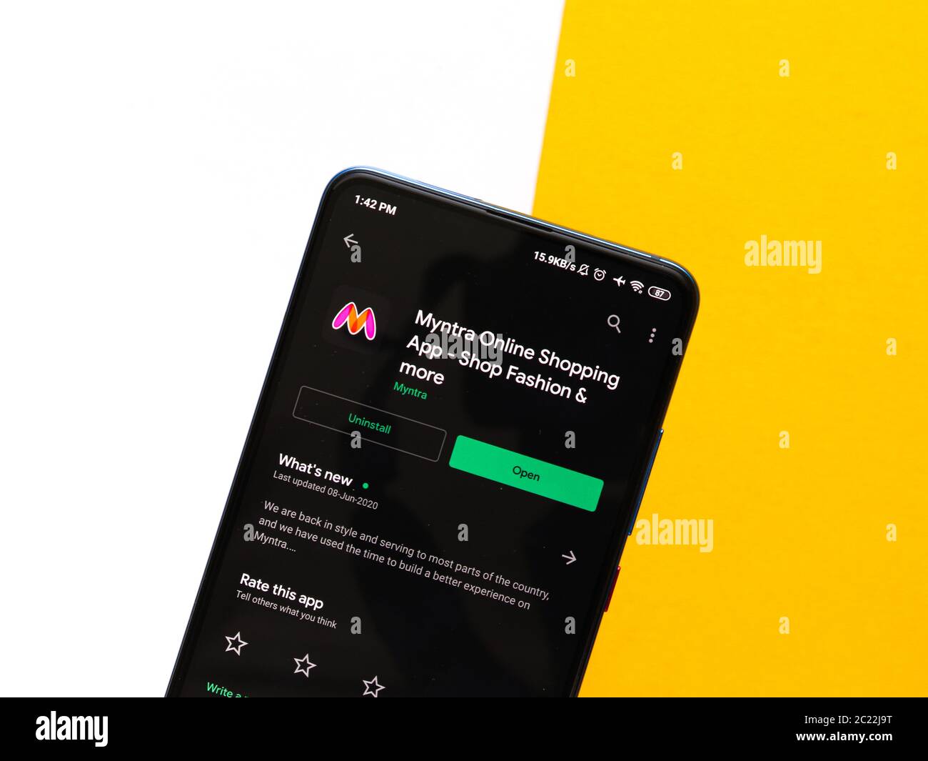 Assam, inde - 09 juin 2020 : Myntra une application de shopping en ligne. Banque D'Images