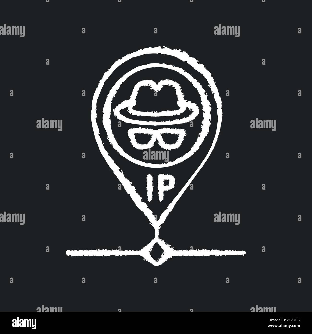 Icône blanche noire de l'adresse IP masquée sur fond noir Illustration de Vecteur