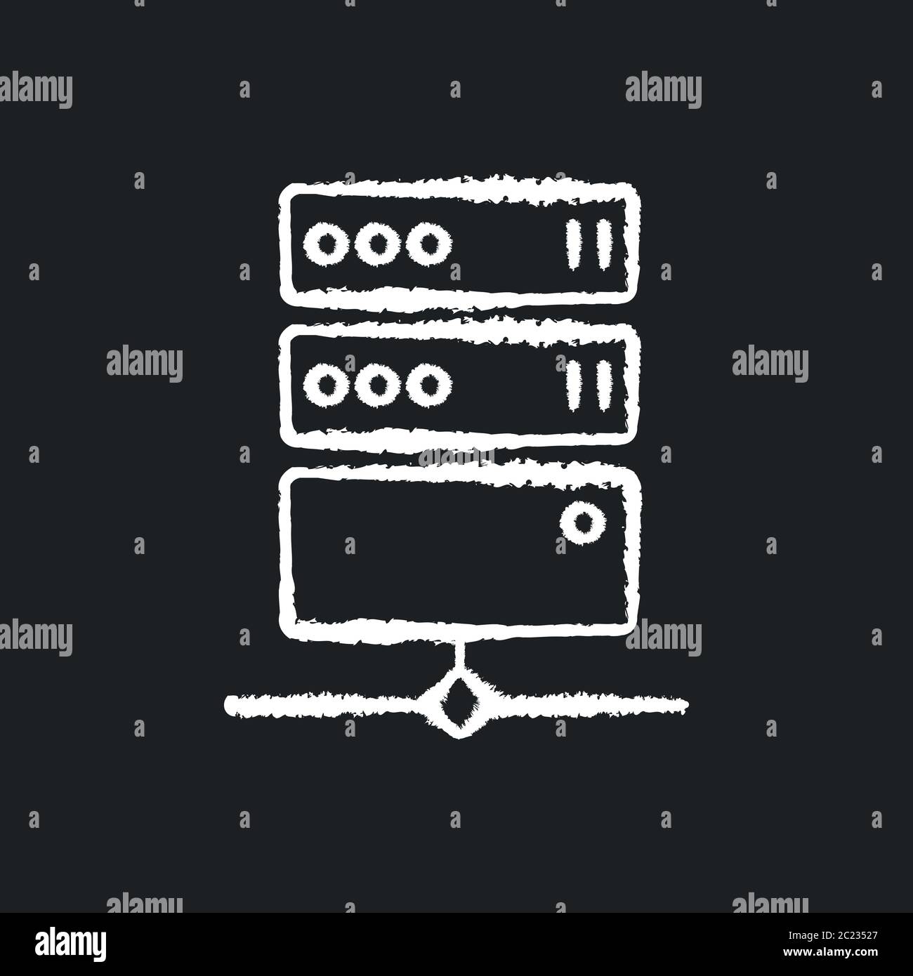 Icône blanche craie du serveur proxy sur fond noir Illustration de Vecteur